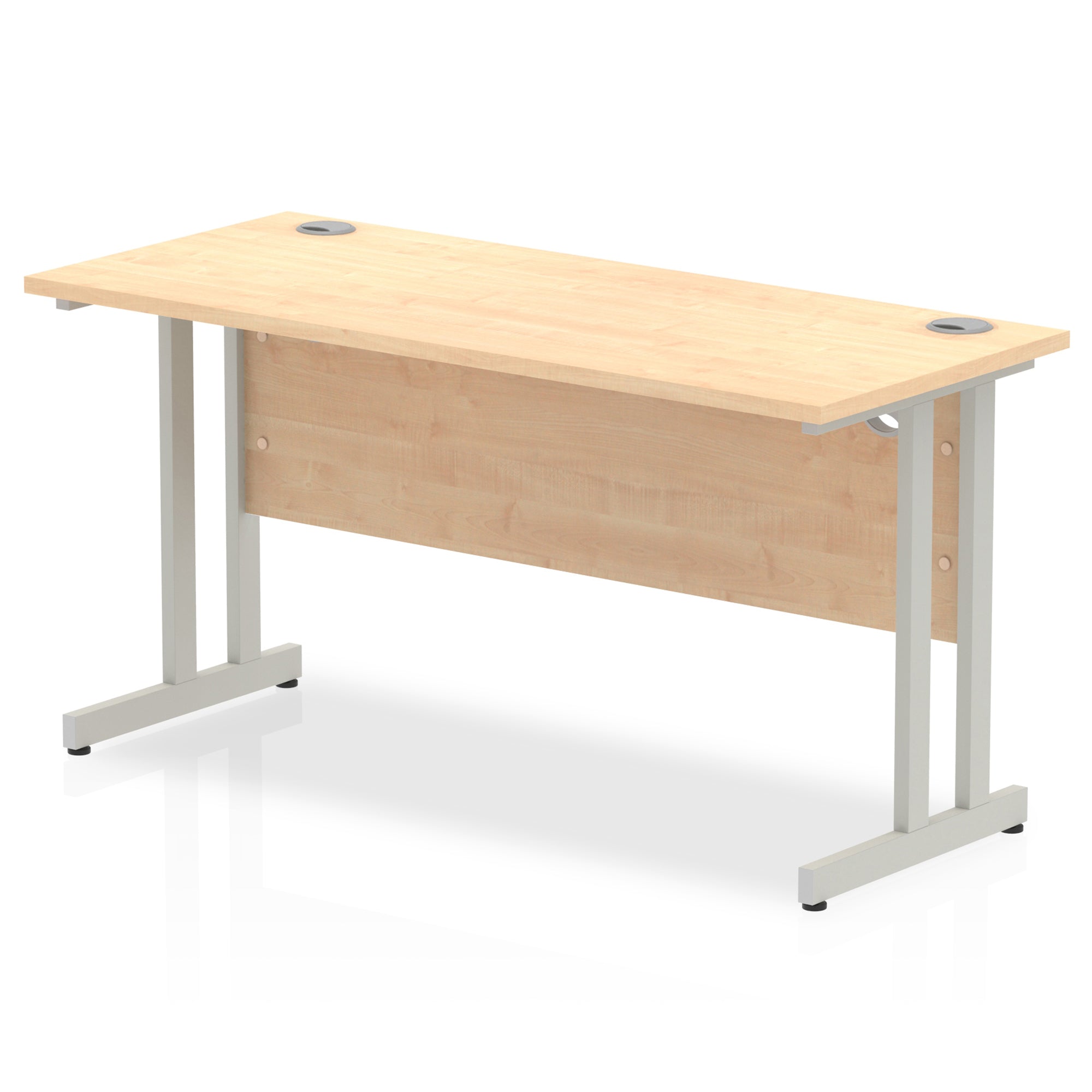 Office furniture impulse-140mm-slimline-desk-cantilever-leg Dynamic  Silver Colour Maple 