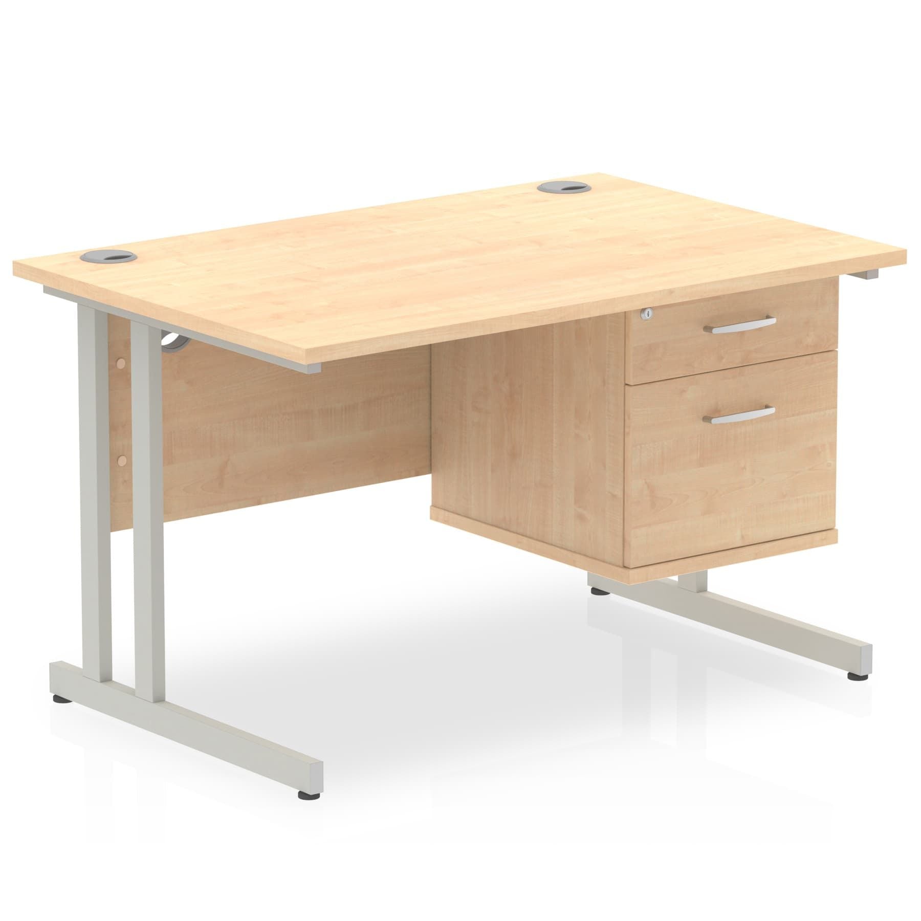 Office furniture impulse-cantilever-straight-desk-silver-frame-with-fixed-pedestal Dynamic  MAPLE 120 Wide 2 Drawer