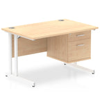 Office furniture impulse-cantilever-straight-desk-white-frame-with-fixed-pedestal Dynamic  MAPLE 120 Wide 2 Drawer