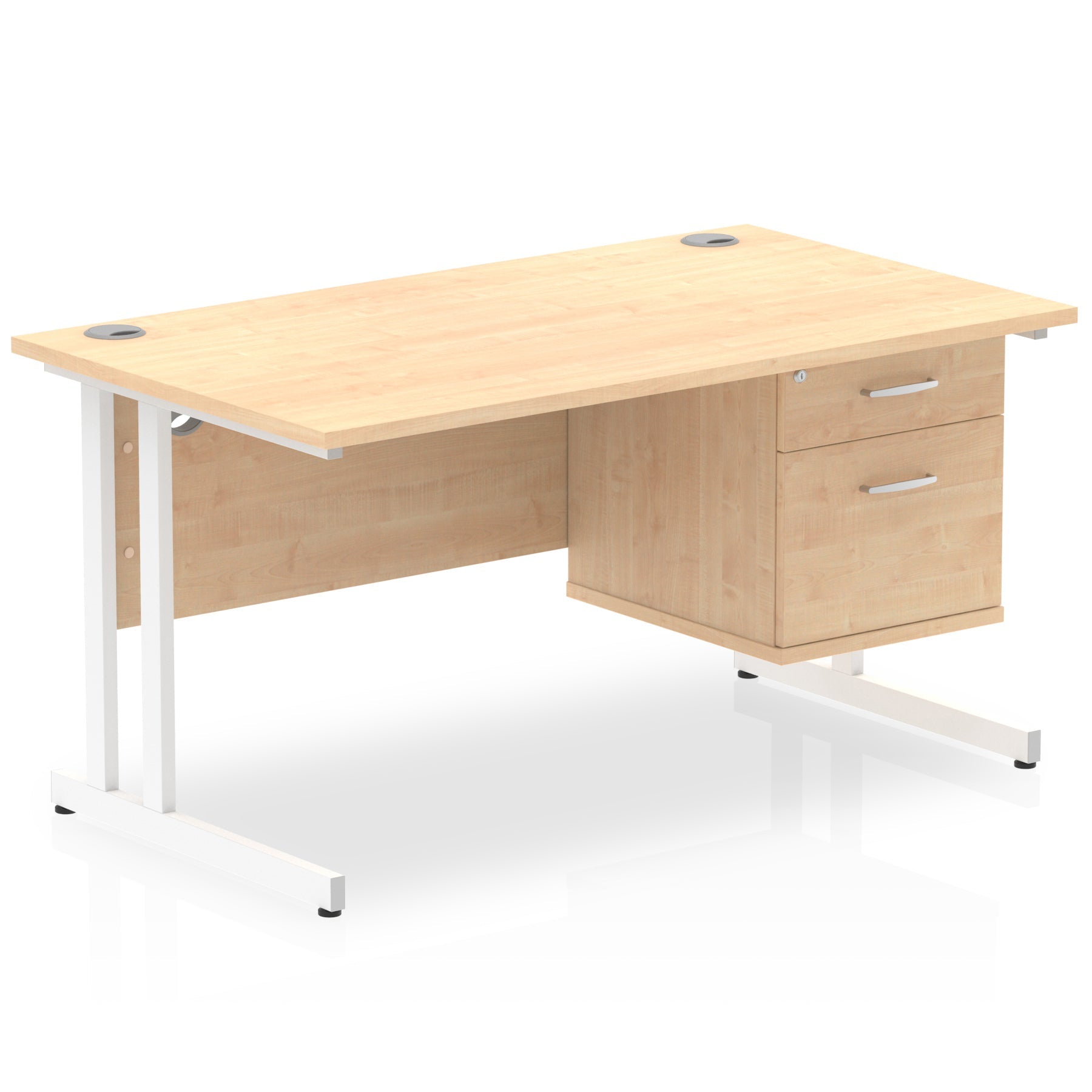 Office furniture impulse-cantilever-straight-desk-white-frame-with-fixed-pedestal Dynamic  MAPLE 140 Wide 2 Drawer