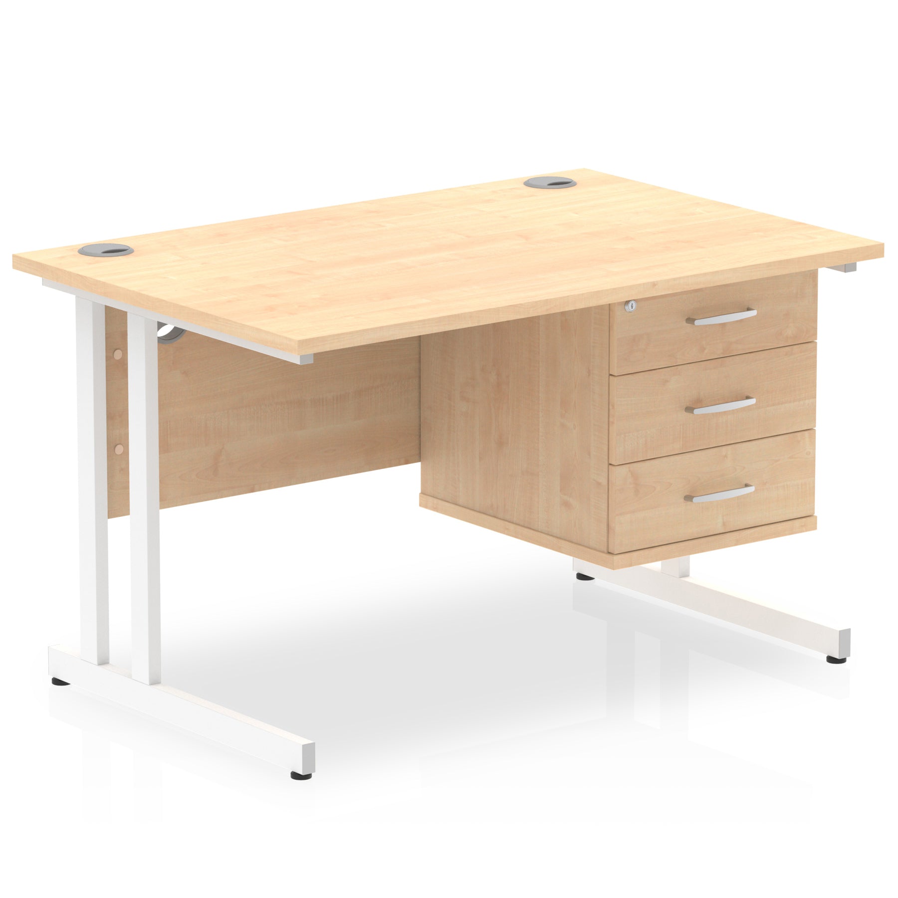 Office furniture impulse-cantilever-straight-desk-white-frame-with-fixed-pedestal Dynamic  MAPLE 120 Wide 3 Drawer