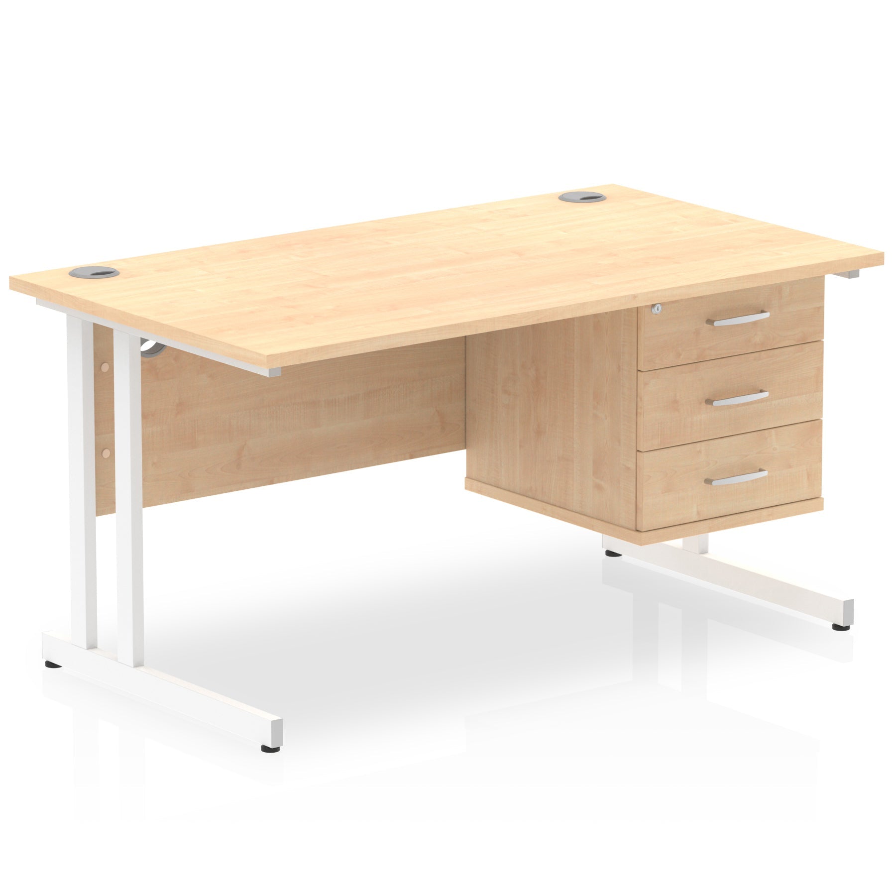 Office furniture impulse-cantilever-straight-desk-white-frame-with-fixed-pedestal Dynamic  MAPLE 140 Wide 3 Drawer