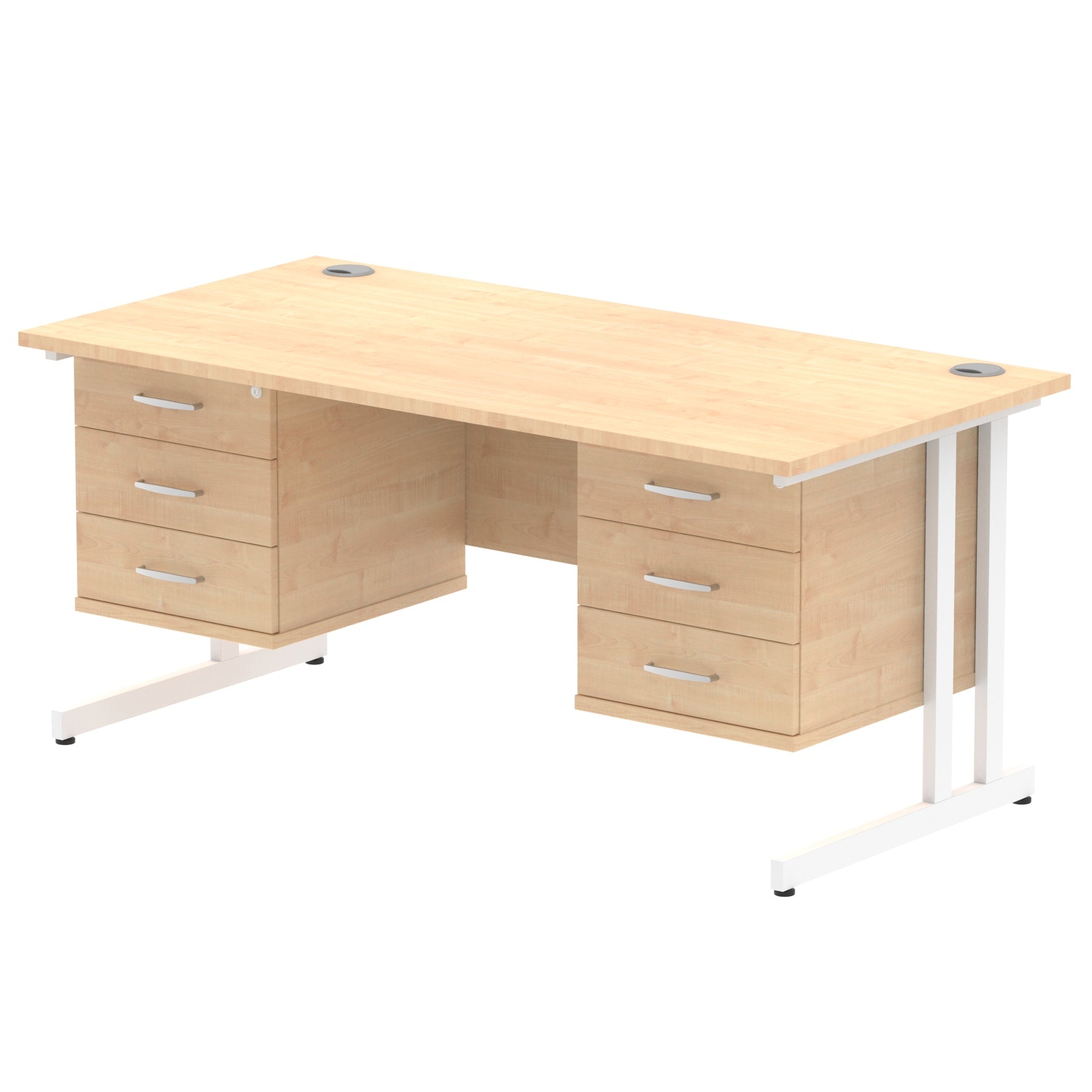 Office furniture impulse-cantilever-straight-desk-white-frame-with-fixed-pedestal Dynamic  MAPLE 160 Wide 2 Drawer