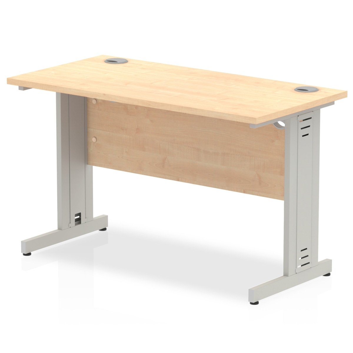 Office furniture impulse-120mm-slimline-desk-cable-managed-leg Dynamic  Silver Colour Maple 