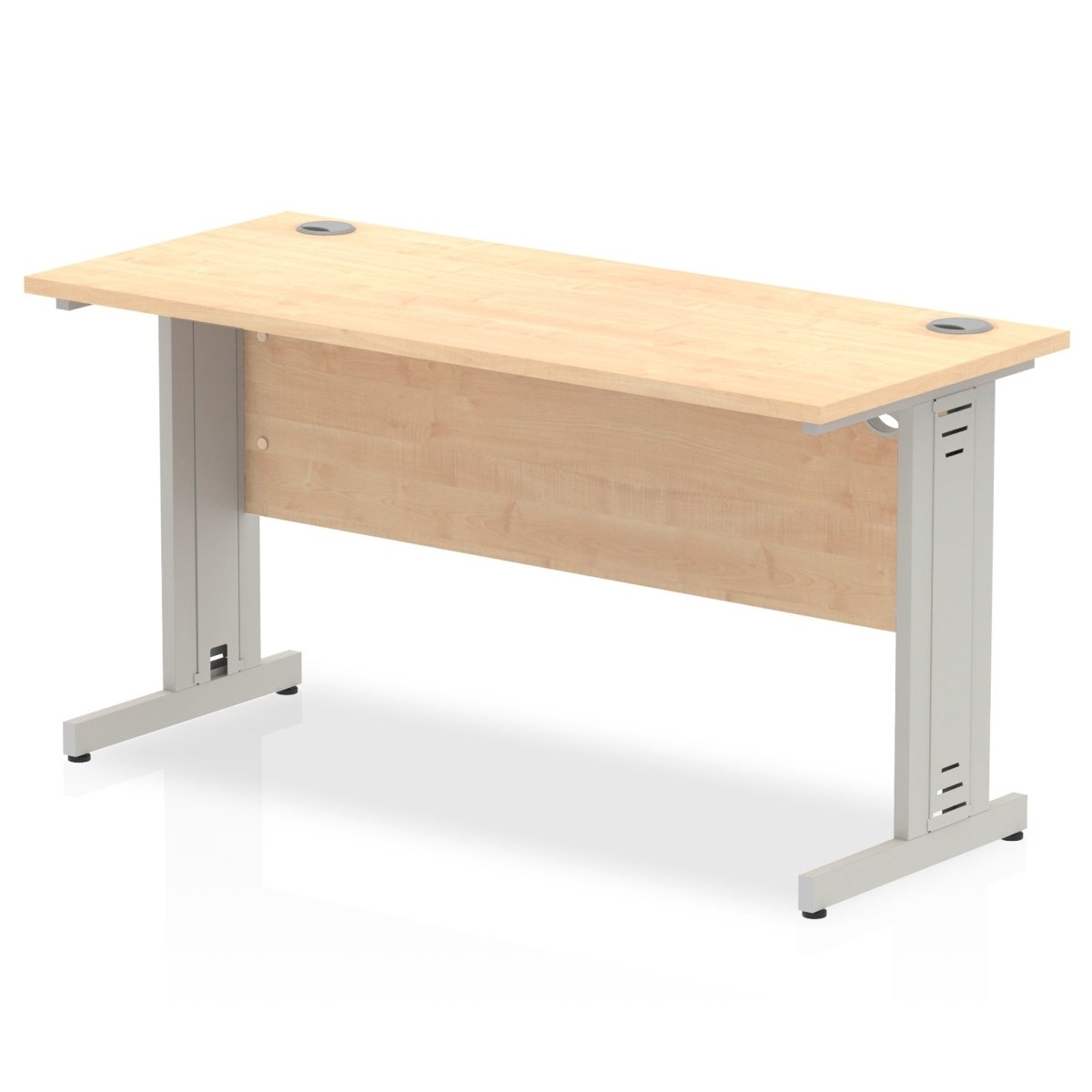 Office furniture impulse-140mm-slimline-desk-cable-managed-leg Dynamic  Silver Colour Maple 