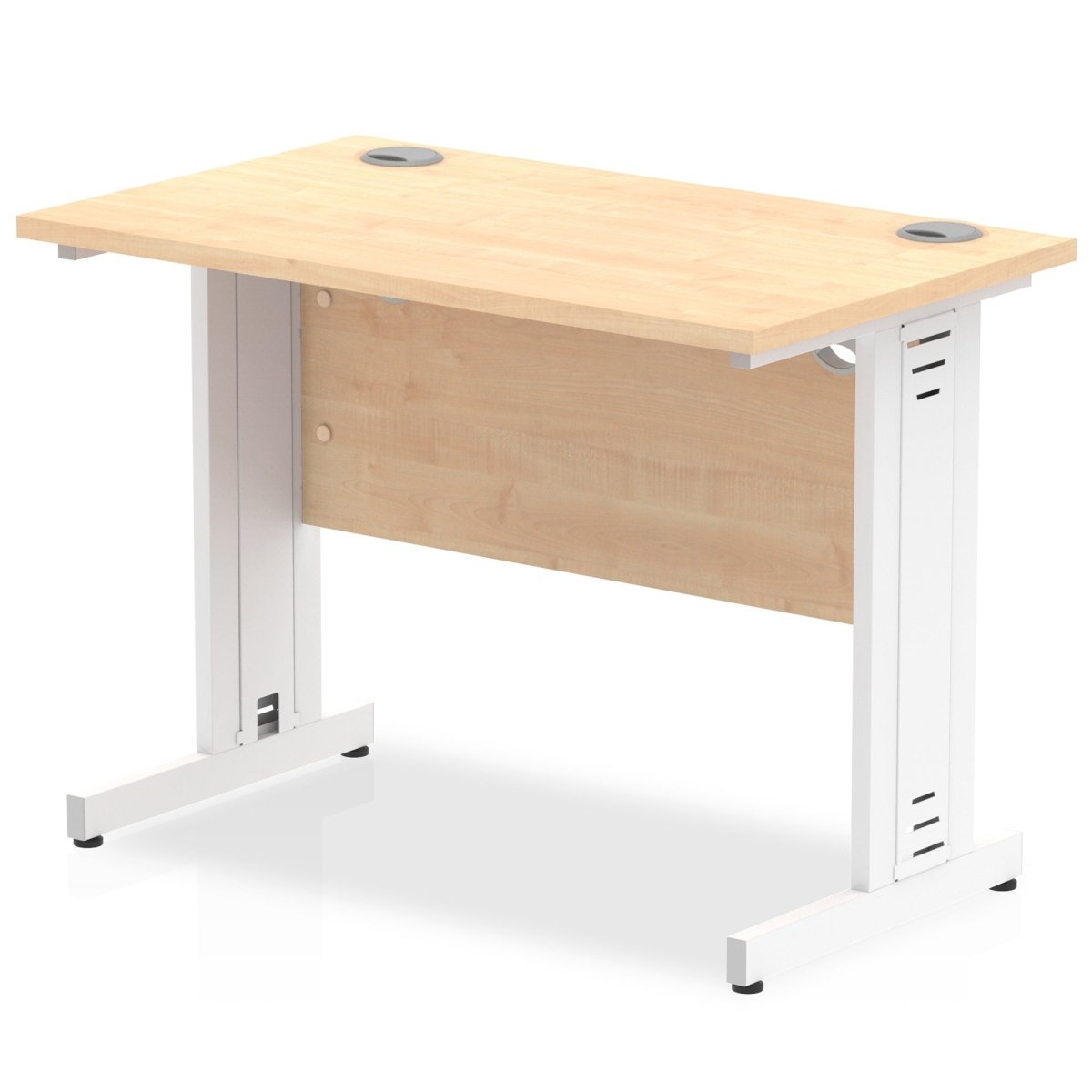 Office furniture impulse-100mm-slimline-desk-cable-managed-leg Dynamic  Silver Colour Oak 