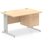 Office furniture impulse-120mm-cable-managed-straight-desk-with-fixed-pedestal Dynamic  MAPLE Desk Colour 2 Drawer 