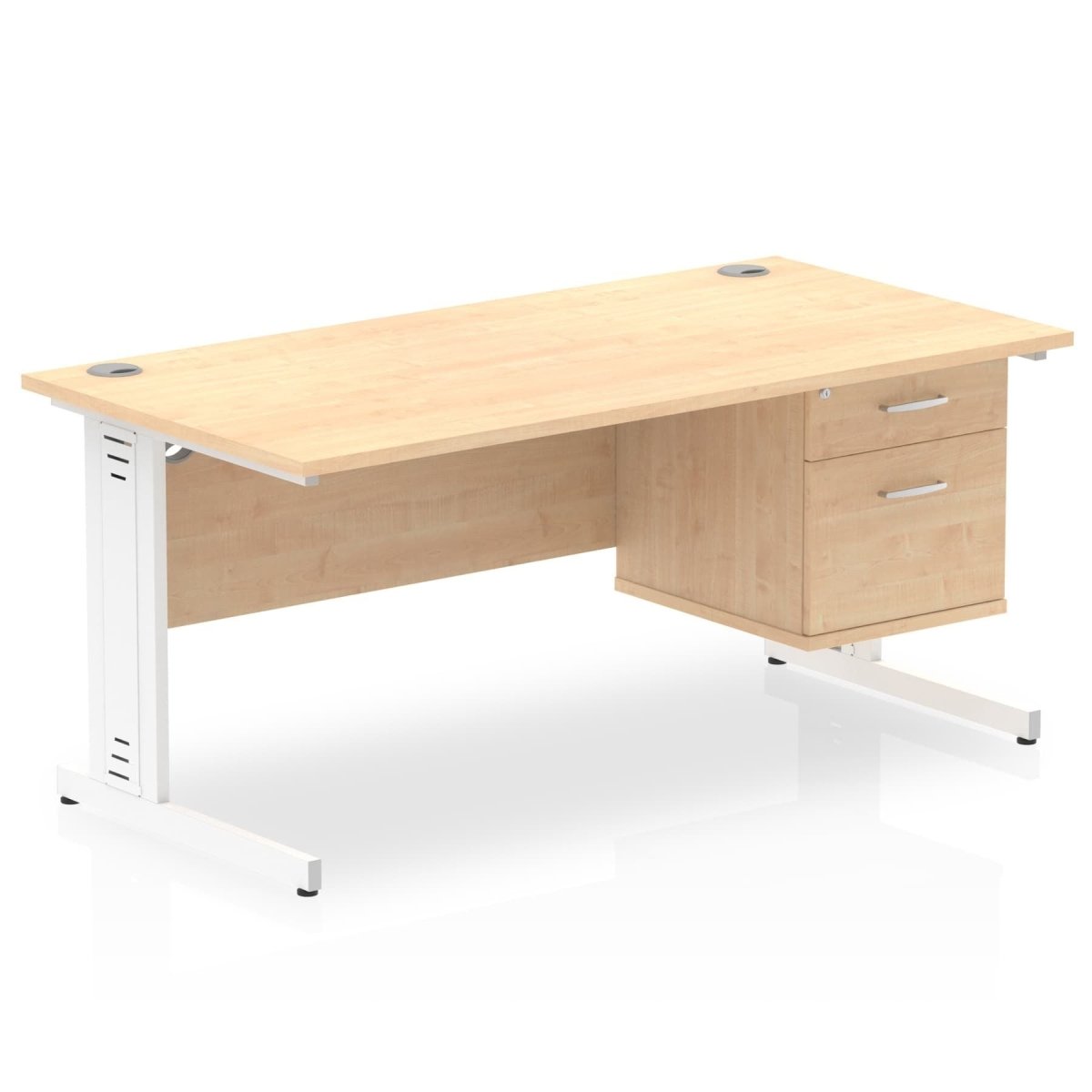 impulse-160mm-cable-managed-straight-desk-with-fixed-pedestal Dynamic  MAPLE Desk Colour 2 Drawer & 3 Drawer 