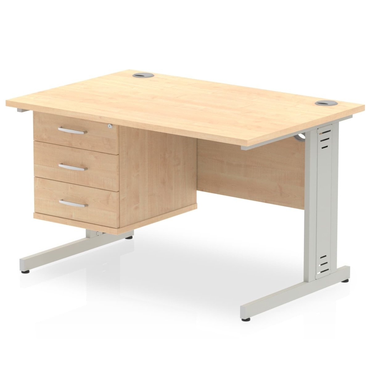 Office furniture impulse-120mm-cable-managed-straight-desk-with-fixed-pedestal Dynamic  MAPLE Desk Colour 3 Drawer 