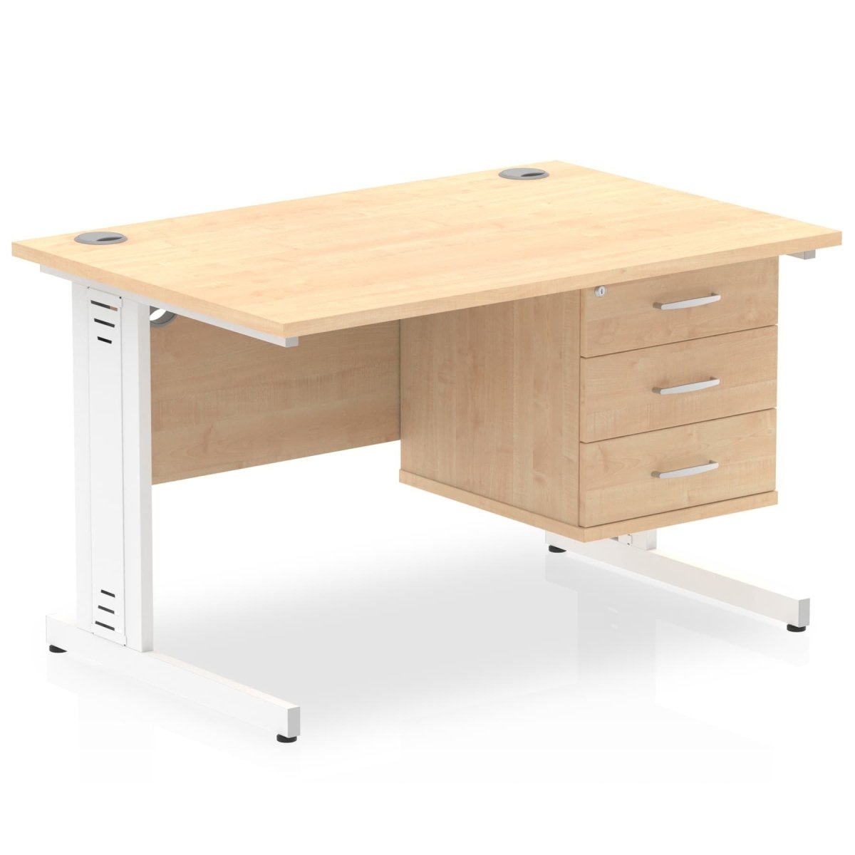 Office furniture impulse-120mm-cable-managed-straight-desk-with-fixed-pedestal Dynamic  MAPLE Desk Colour 3 Drawer 