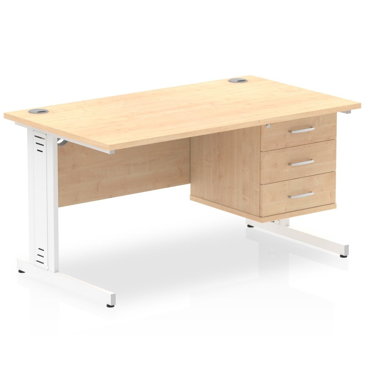 Office furniture impulse-140mm-cable-managed-straight-desk-with-fixed-pedestal Dynamic  MAPLE Desk Colour 3 Drawer 