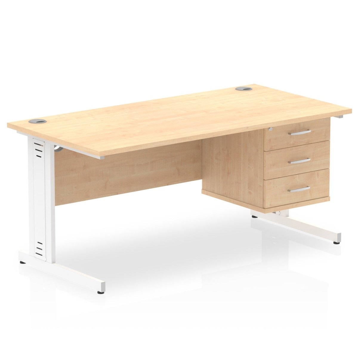 Office furniture impulse-160mm-cable-managed-straight-desk-with-fixed-pedestal Dynamic  MAPLE Desk Colour 2 Drawer 