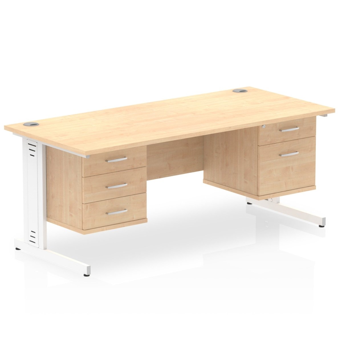 impulse-180mm-cable-managed-straight-desk-with-fixed-pedestal Dynamic  Grey Oak Desk Colour 3 Drawer x2 