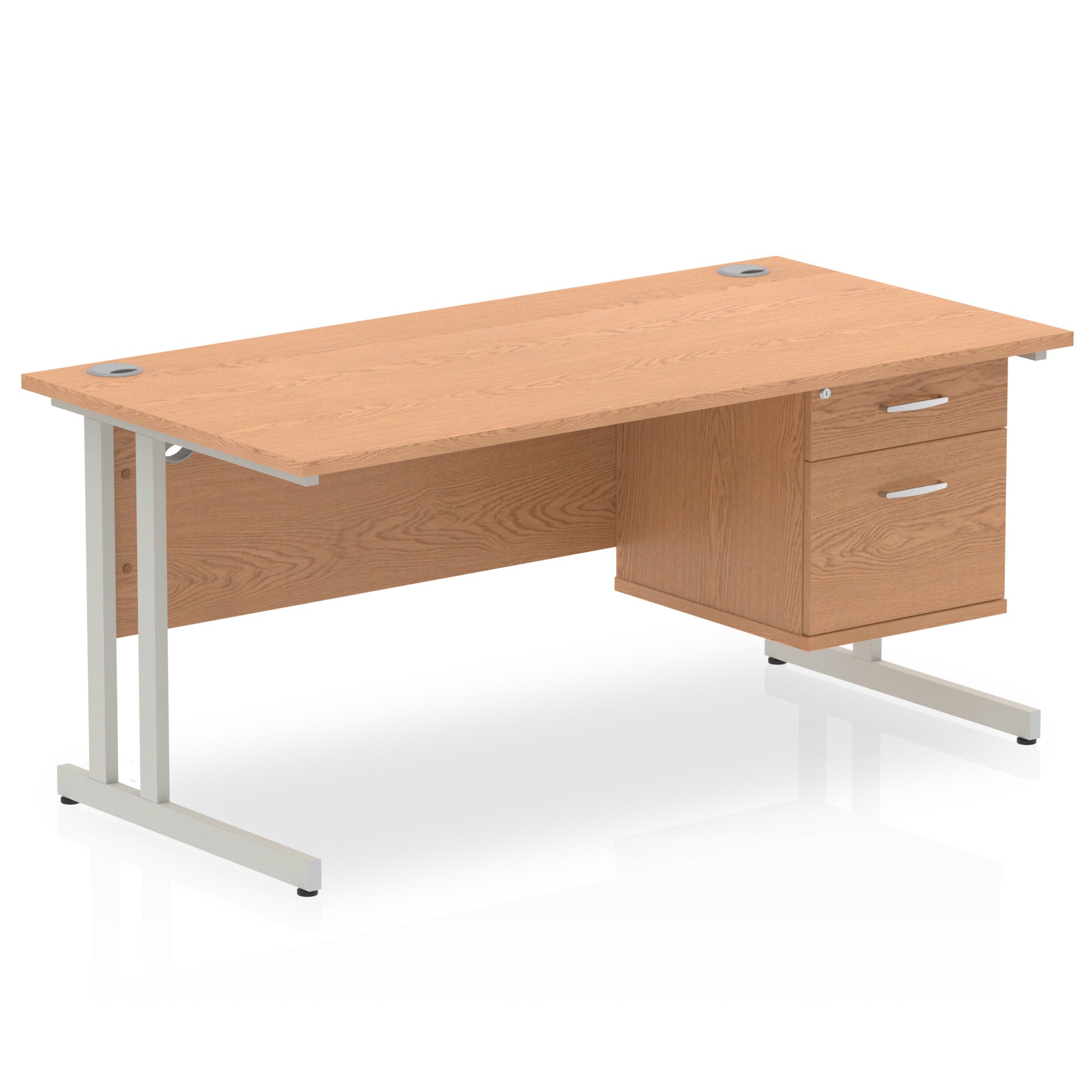 Office furniture impulse-cantilever-straight-desk-silver-frame-with-fixed-pedestal Dynamic  MAPLE 160 Wide 3 Drawer