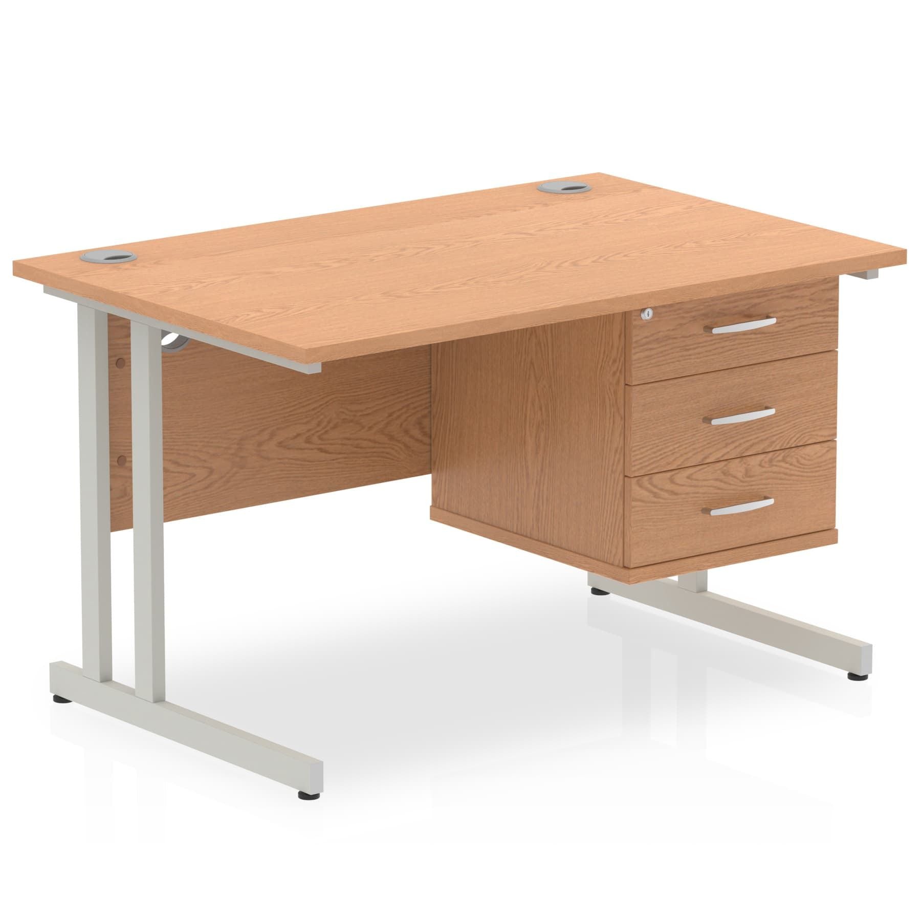 Office furniture impulse-cantilever-straight-desk-silver-frame-with-fixed-pedestal Dynamic  OAK 120 Wide 3 Drawer