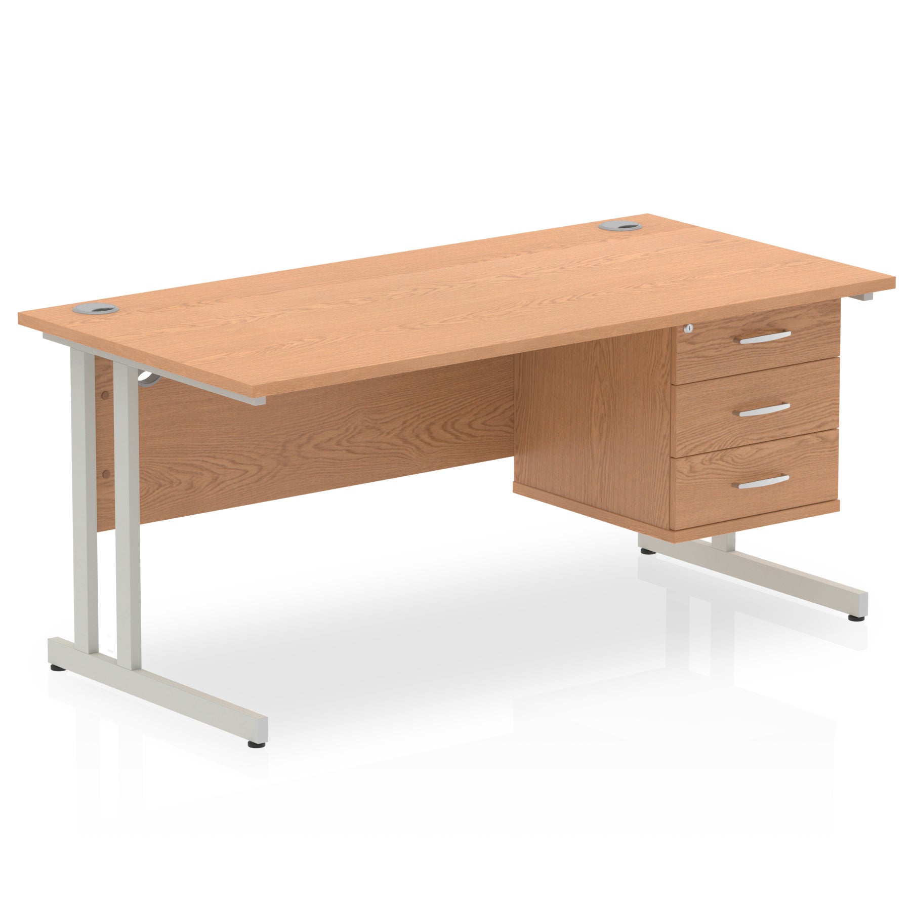 Office furniture impulse-cantilever-straight-desk-silver-frame-with-fixed-pedestal Dynamic  MAPLE 160 Wide 2 Drawer x2