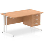 Office furniture impulse-cantilever-straight-desk-white-frame-with-fixed-pedestal Dynamic  OAK 140 Wide 3 Drawer