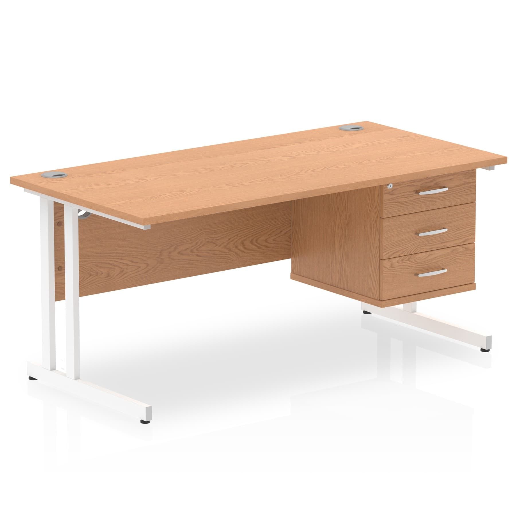 Office furniture impulse-cantilever-straight-desk-white-frame-with-fixed-pedestal Dynamic  MAPLE 160 Wide 3 Drawer x2
