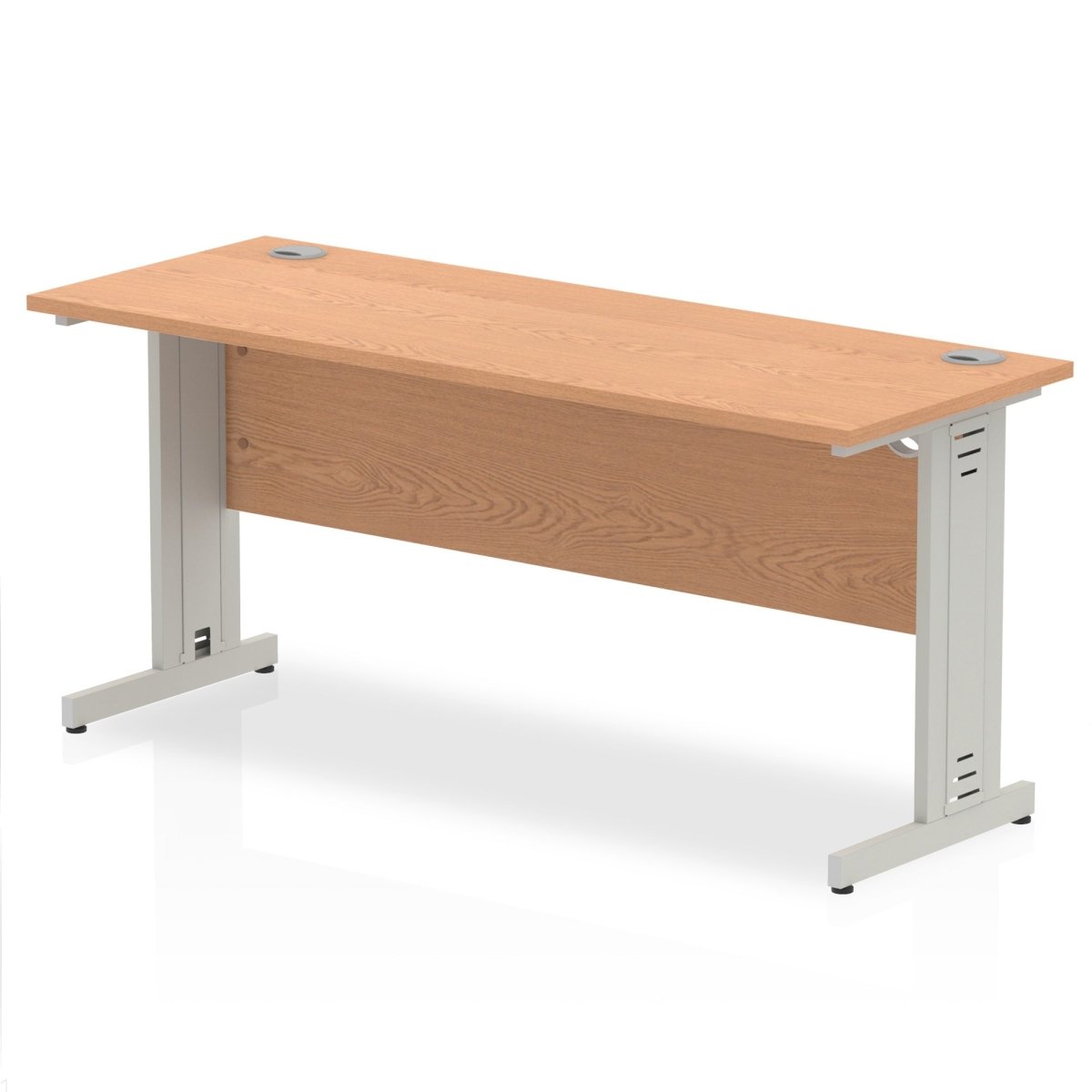 Office furniture impulse-160mm-slimline-desk-cable-managed-leg Dynamic  Silver Colour Oak 