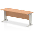 Office furniture impulse-180mm-slimline-desk-cable-managed-leg Dynamic  Silver Colour Oak 