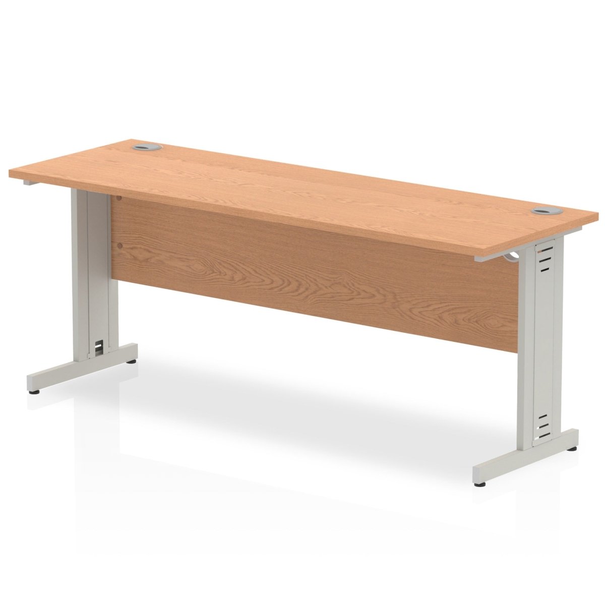 Office furniture impulse-180mm-slimline-desk-cable-managed-leg Dynamic  Silver Colour Oak 