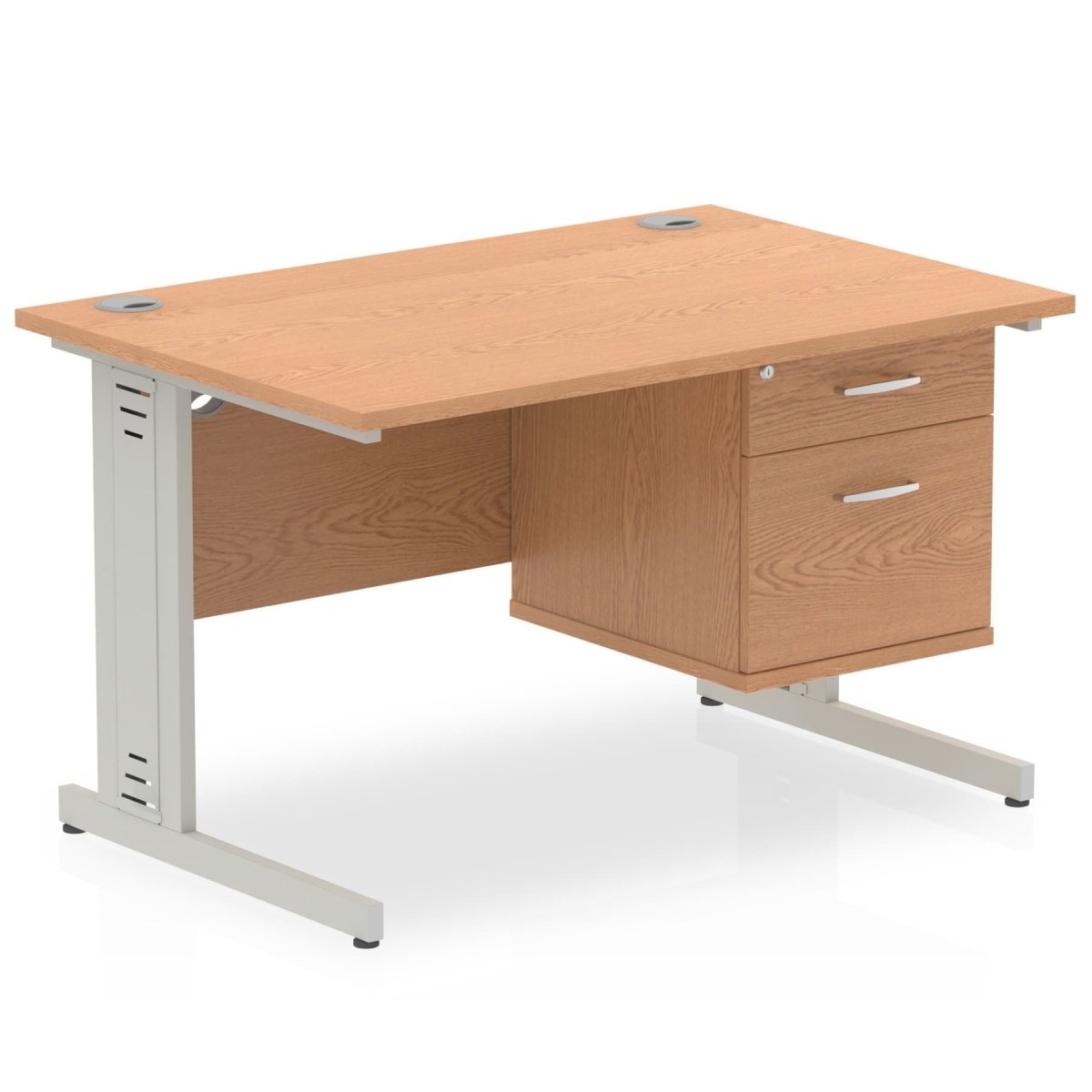 Office furniture impulse-120mm-cable-managed-straight-desk-with-fixed-pedestal Dynamic  OAK Desk Colour 2 Drawer 