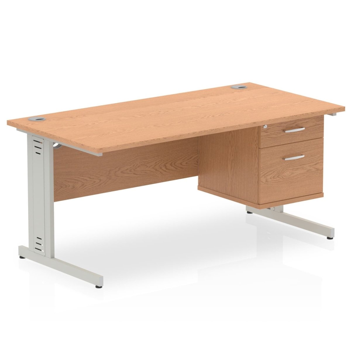Office furniture impulse-160mm-cable-managed-straight-desk-with-fixed-pedestal Dynamic  MAPLE Desk Colour 2 Drawer x2 