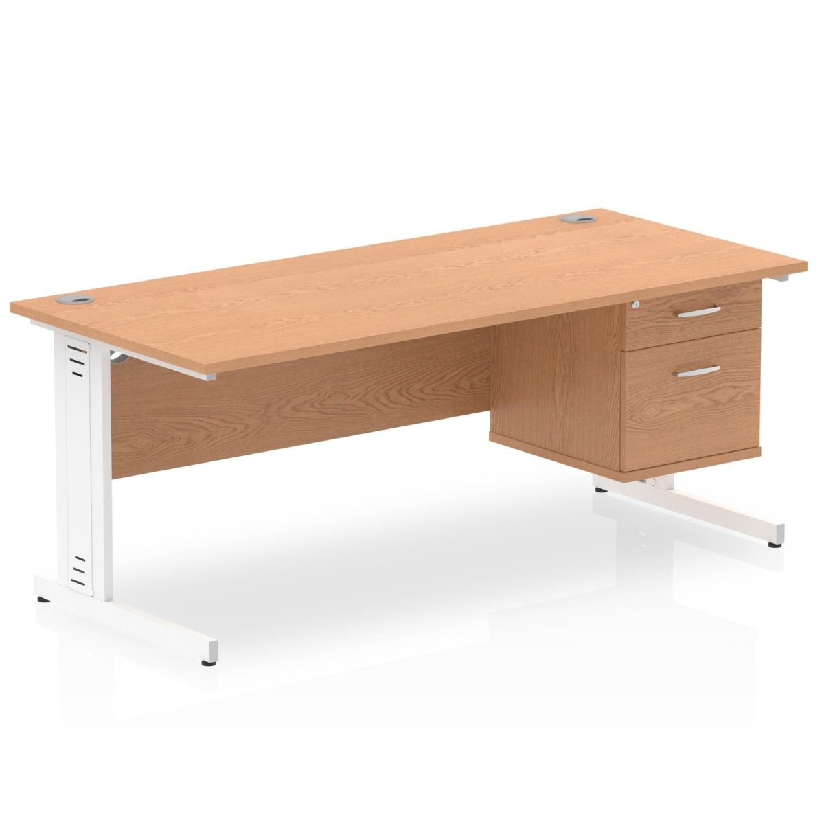 Office furniture impulse-180mm-cable-managed-straight-desk-with-fixed-pedestal Dynamic  MAPLE Desk Colour 2 Drawer x2 