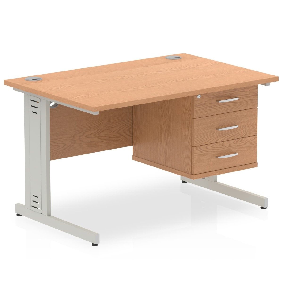 Office furniture impulse-120mm-cable-managed-straight-desk-with-fixed-pedestal Dynamic  OAK Desk Colour 3 Drawer 