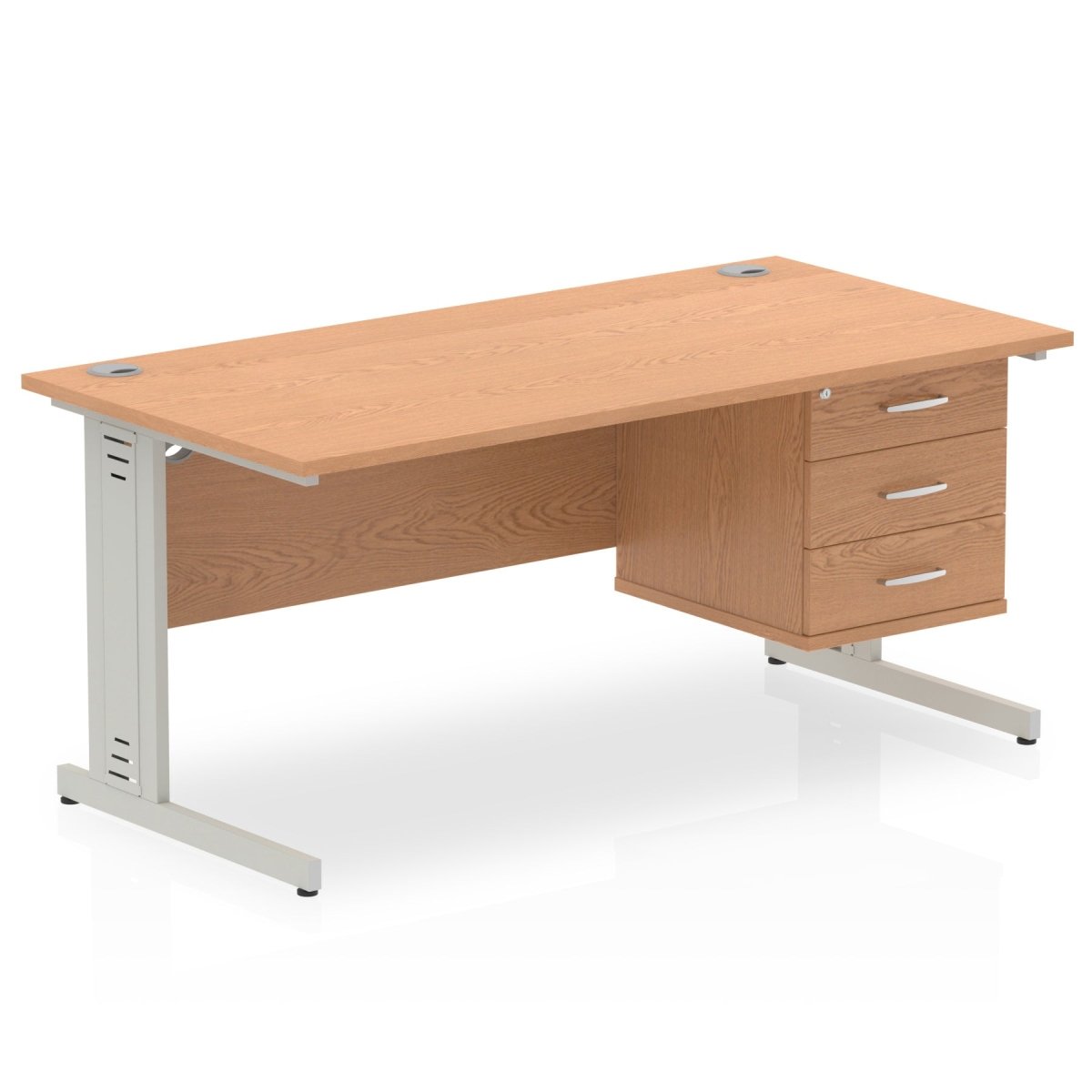 Office furniture impulse-160mm-cable-managed-straight-desk-with-fixed-pedestal Dynamic  MAPLE Desk Colour 3 Drawer x2 