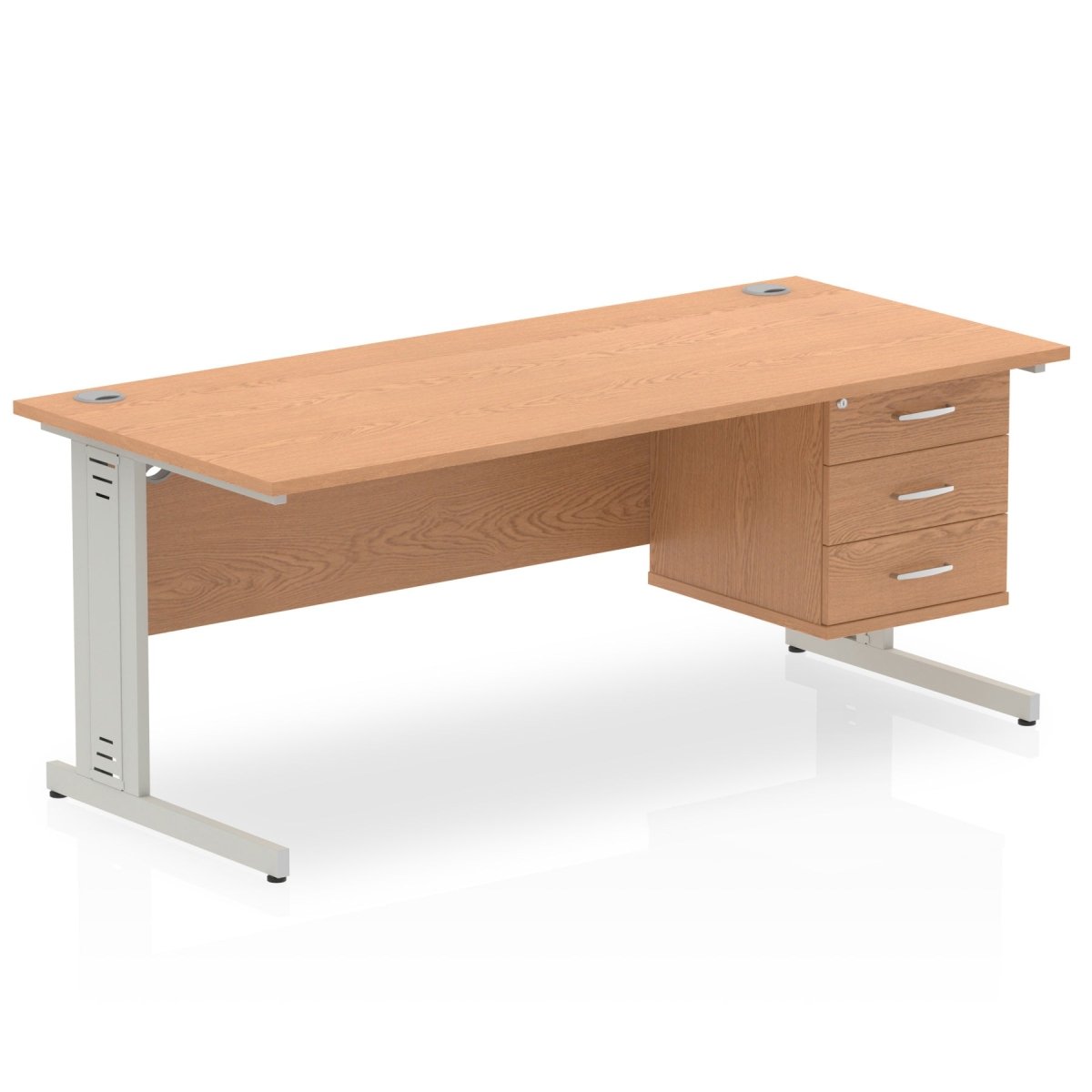 Office furniture impulse-180mm-cable-managed-straight-desk-with-fixed-pedestal Dynamic  MAPLE Desk Colour 3 Drawer 