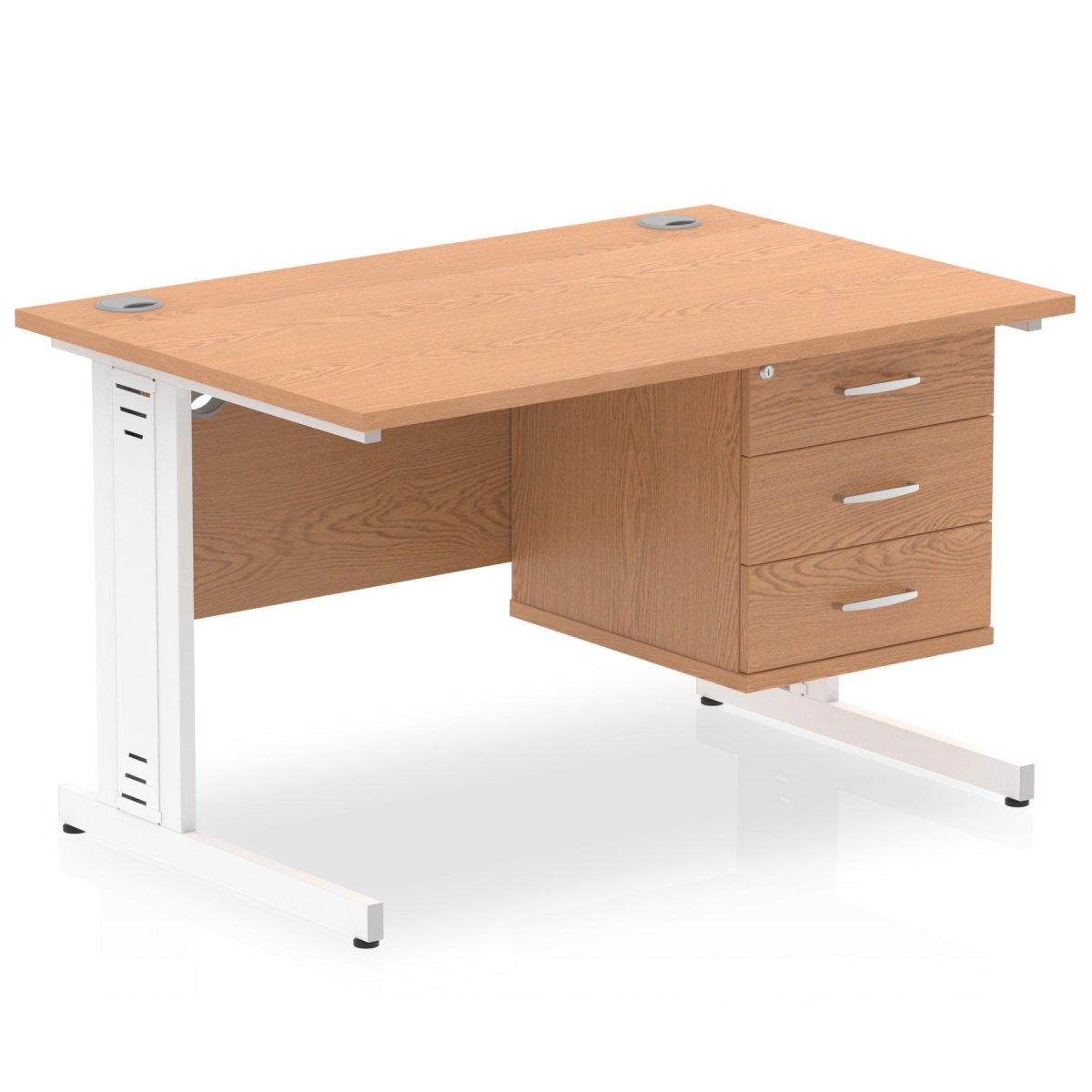 Office furniture impulse-120mm-cable-managed-straight-desk-with-fixed-pedestal Dynamic  OAK Desk Colour 3 Drawer 