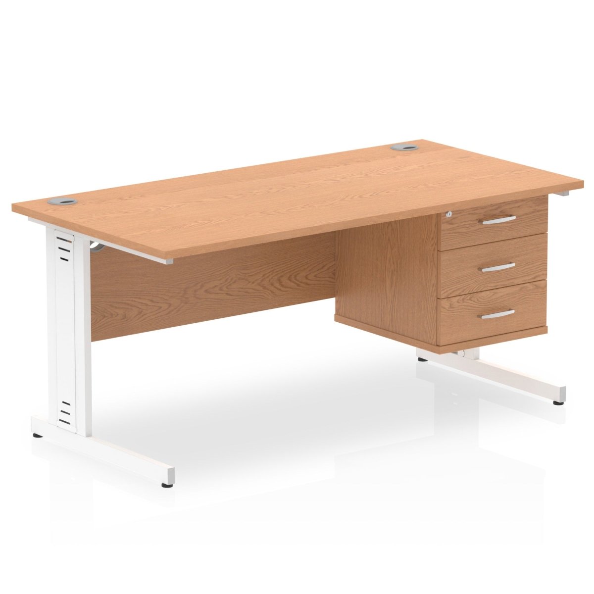 Office furniture impulse-160mm-cable-managed-straight-desk-with-fixed-pedestal Dynamic  MAPLE Desk Colour 3 Drawer 