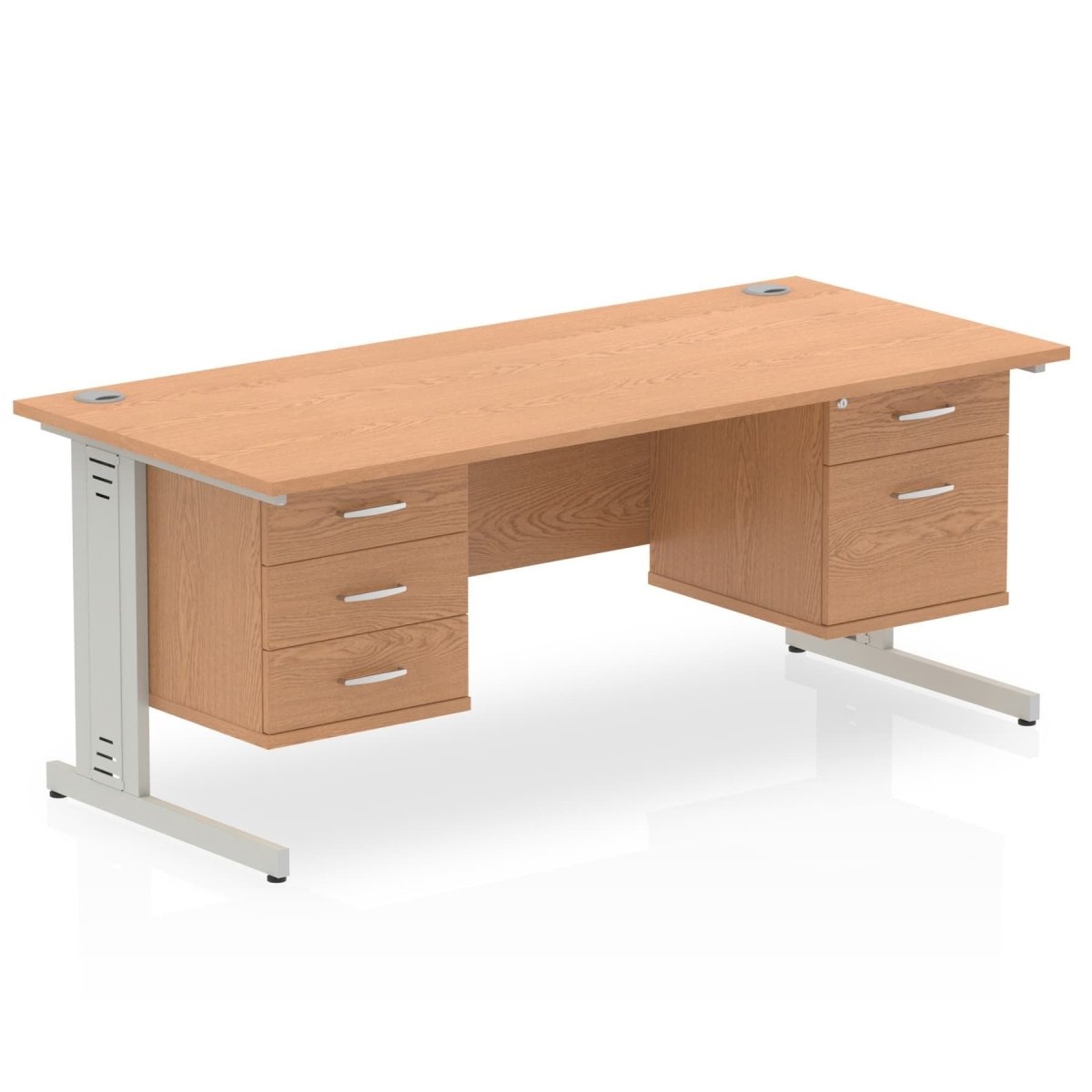 Office furniture impulse-160mm-cable-managed-straight-desk-with-fixed-pedestal Dynamic  MAPLE Desk Colour 3 Drawer 