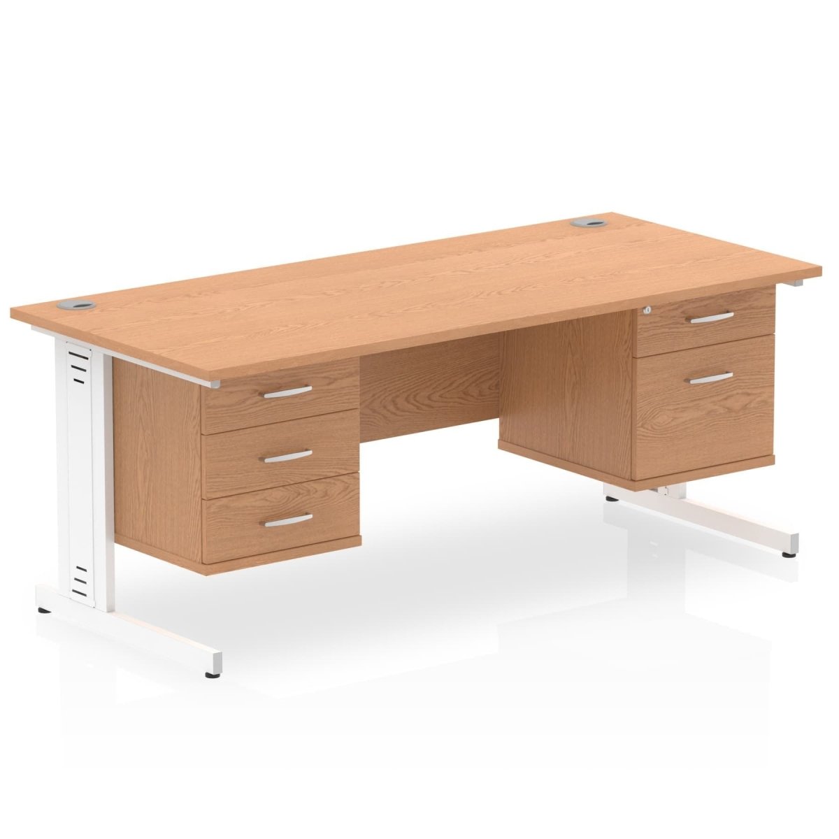 impulse-160mm-cable-managed-straight-desk-with-fixed-pedestal Dynamic  MAPLE Desk Colour 2 Drawer & 3 Drawer 