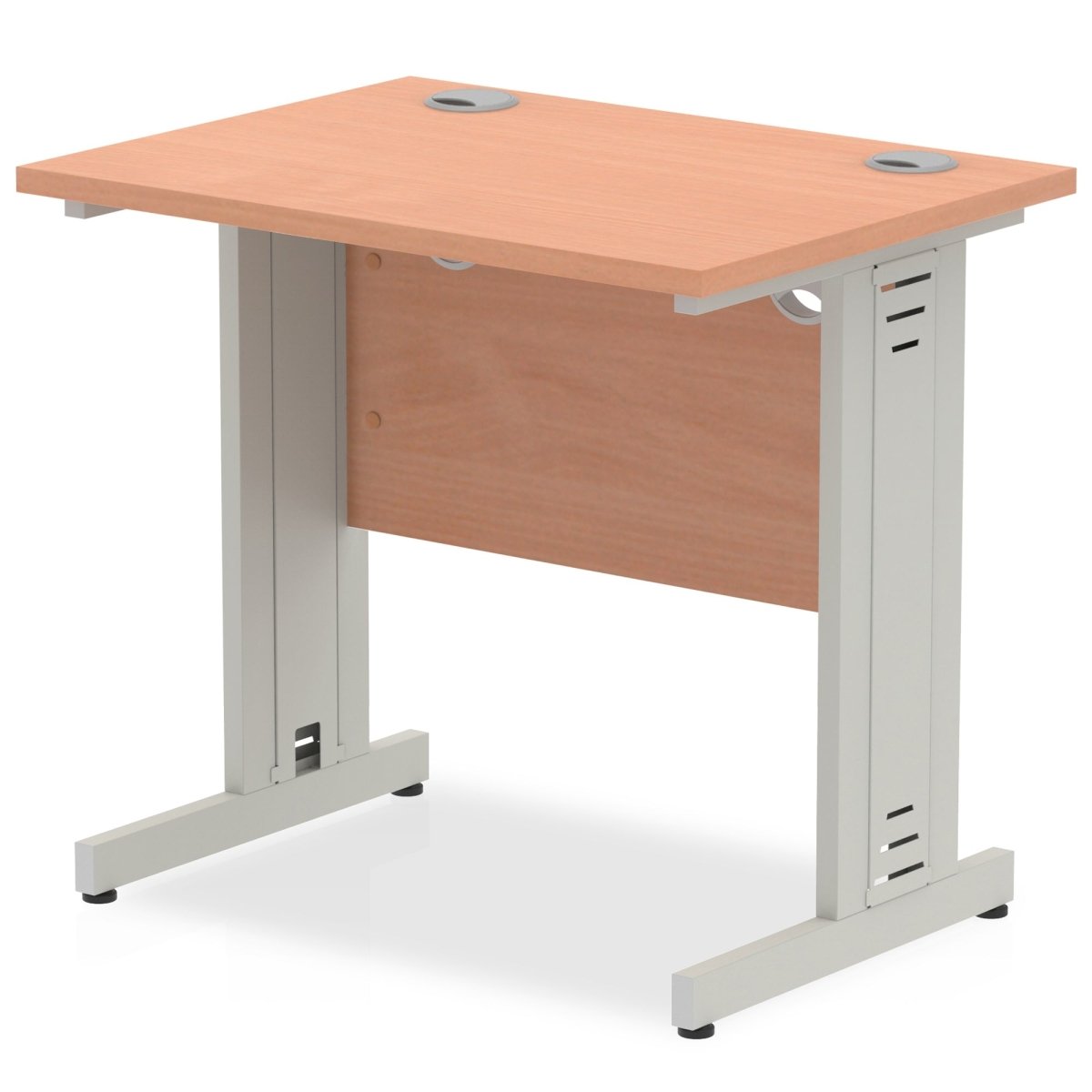 Office Desk Impulse 80cm Slimline Desk Cable Managed Leg Silver Colour Beech 