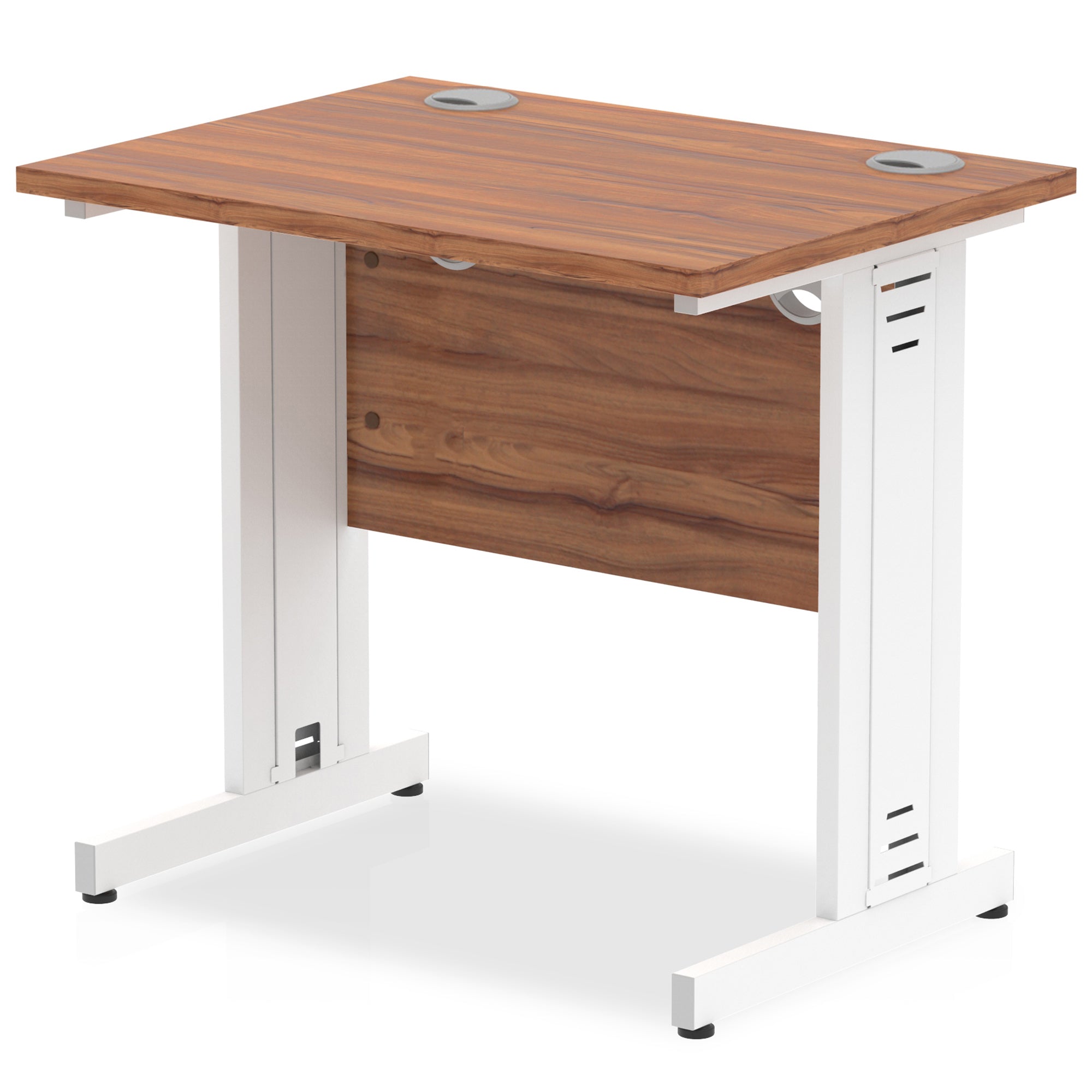 Office furniture impulse-800mm-slimline-desk-cable-managed-leg Dynamic  White Colour Walnut 