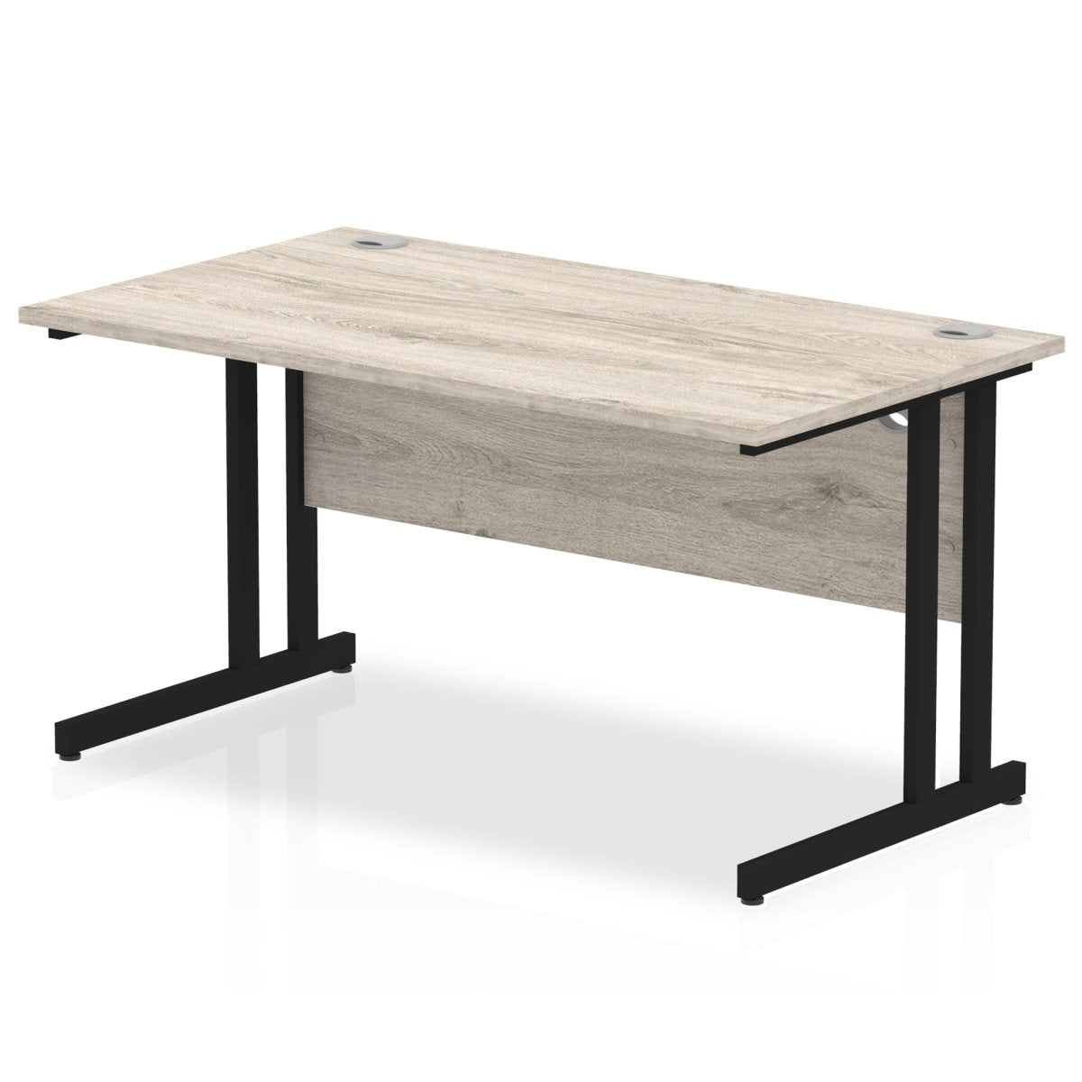 Office furniture impulse-140mm-straight-desk-cantilever-leg Dynamic  Black Colour Grey Oak 