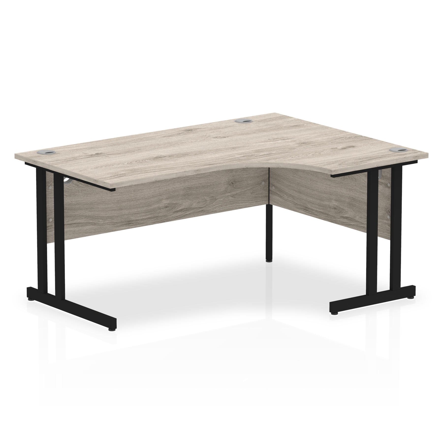 Office furniture impulse-160mm-right-crescent-desk-cantilever-leg Dynamic  Black Colour Grey Oak 
