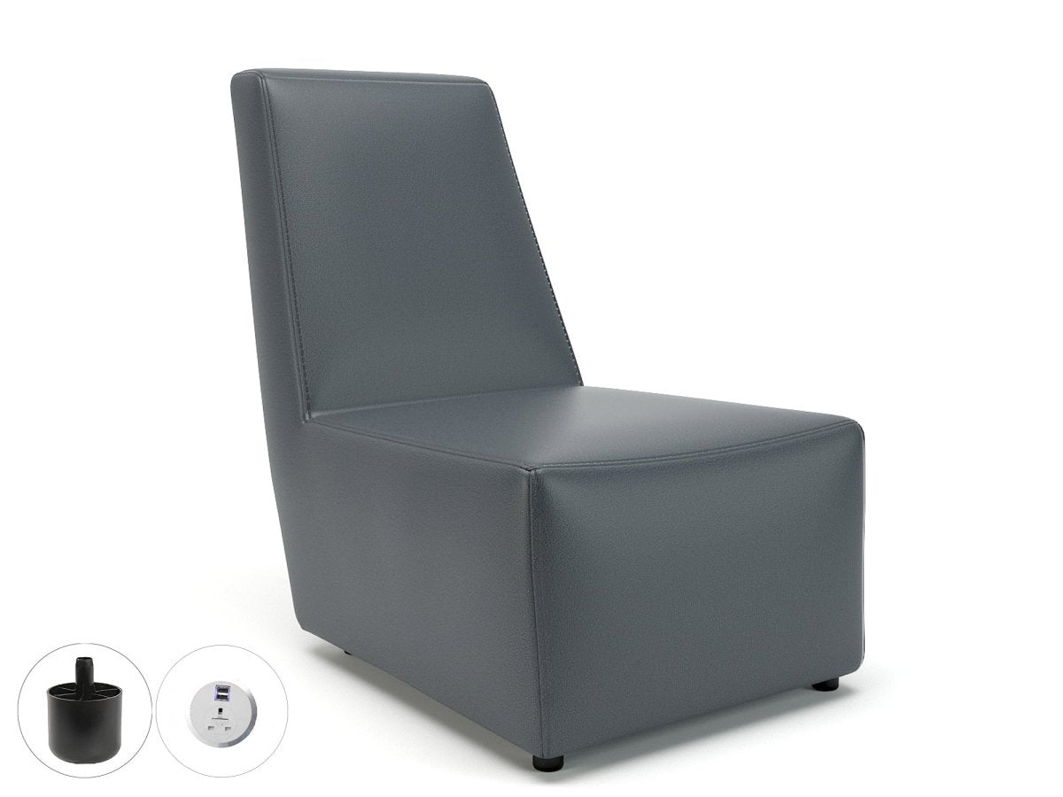 Office Armchair Pella  65cm Wide Chair in Cristina Marrone Ultima Faux Leather with Socket Standard Colour Atlantic 