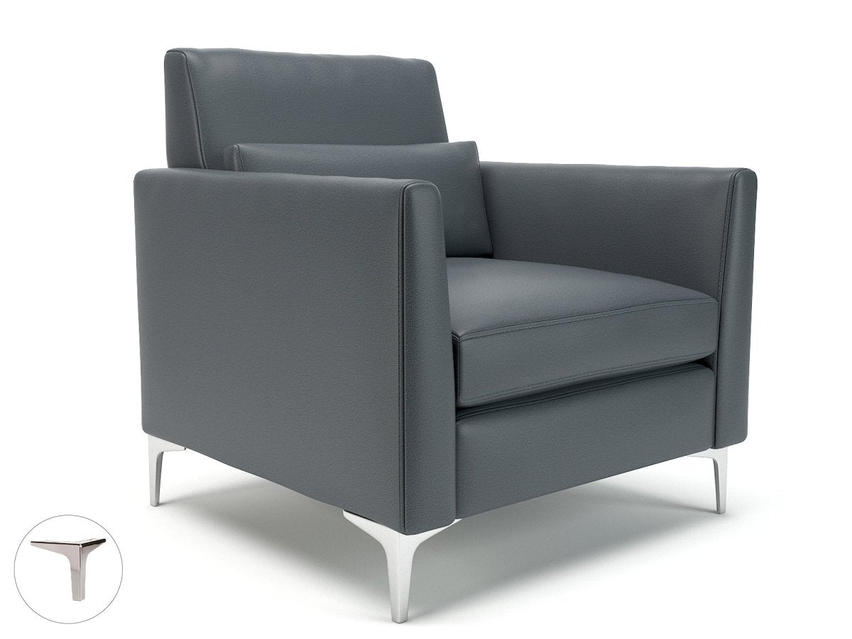 Office Soft seating Roselle 90cm Wide Armchair in Ultima Faux Leather Chrome Colour Atlantic 