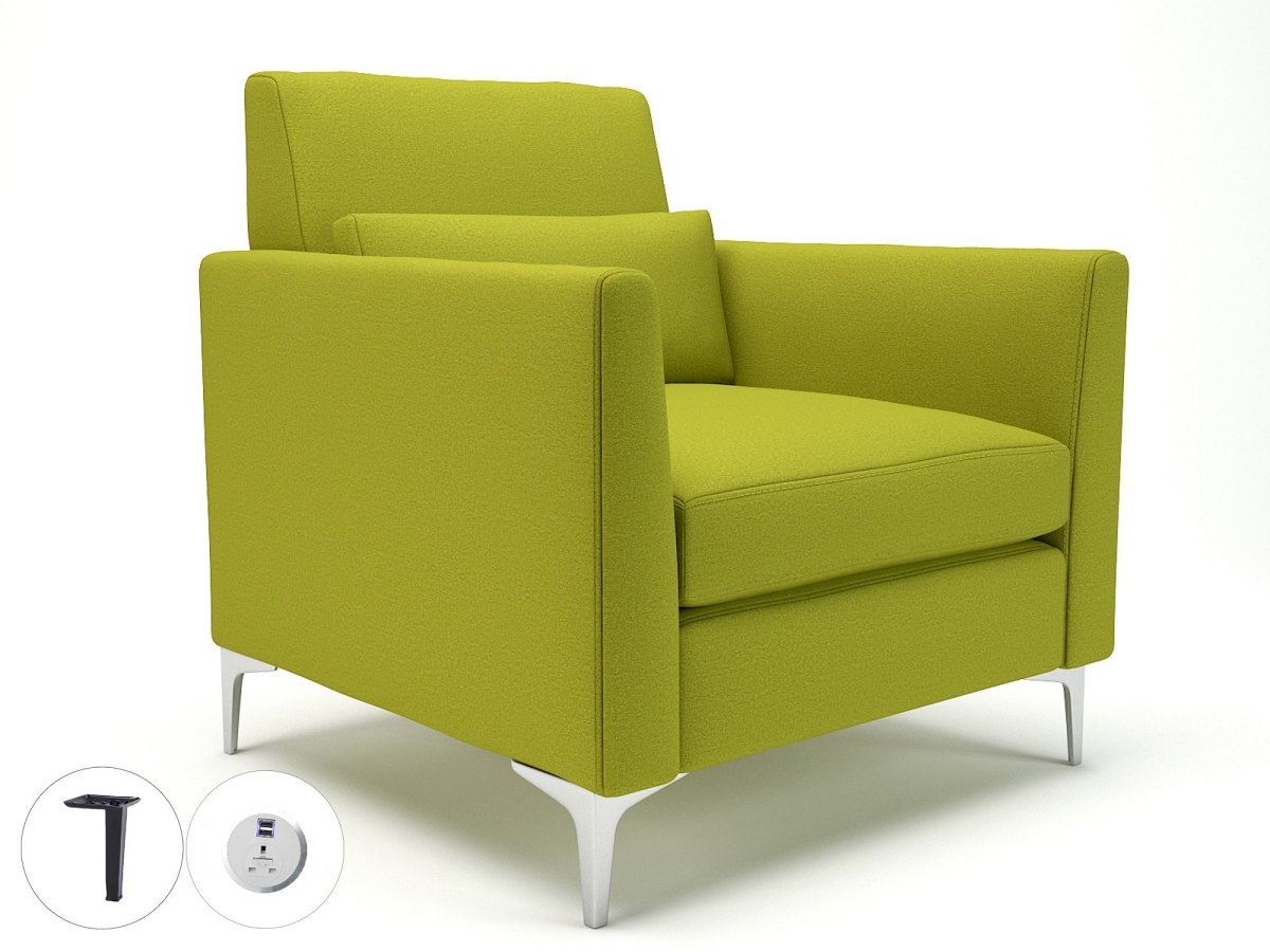 Office furniture roselle-90cm-wide-armchair-in-warwick-dolly-fabric-with-socket Dynamic  Matt Black Colour Citron 