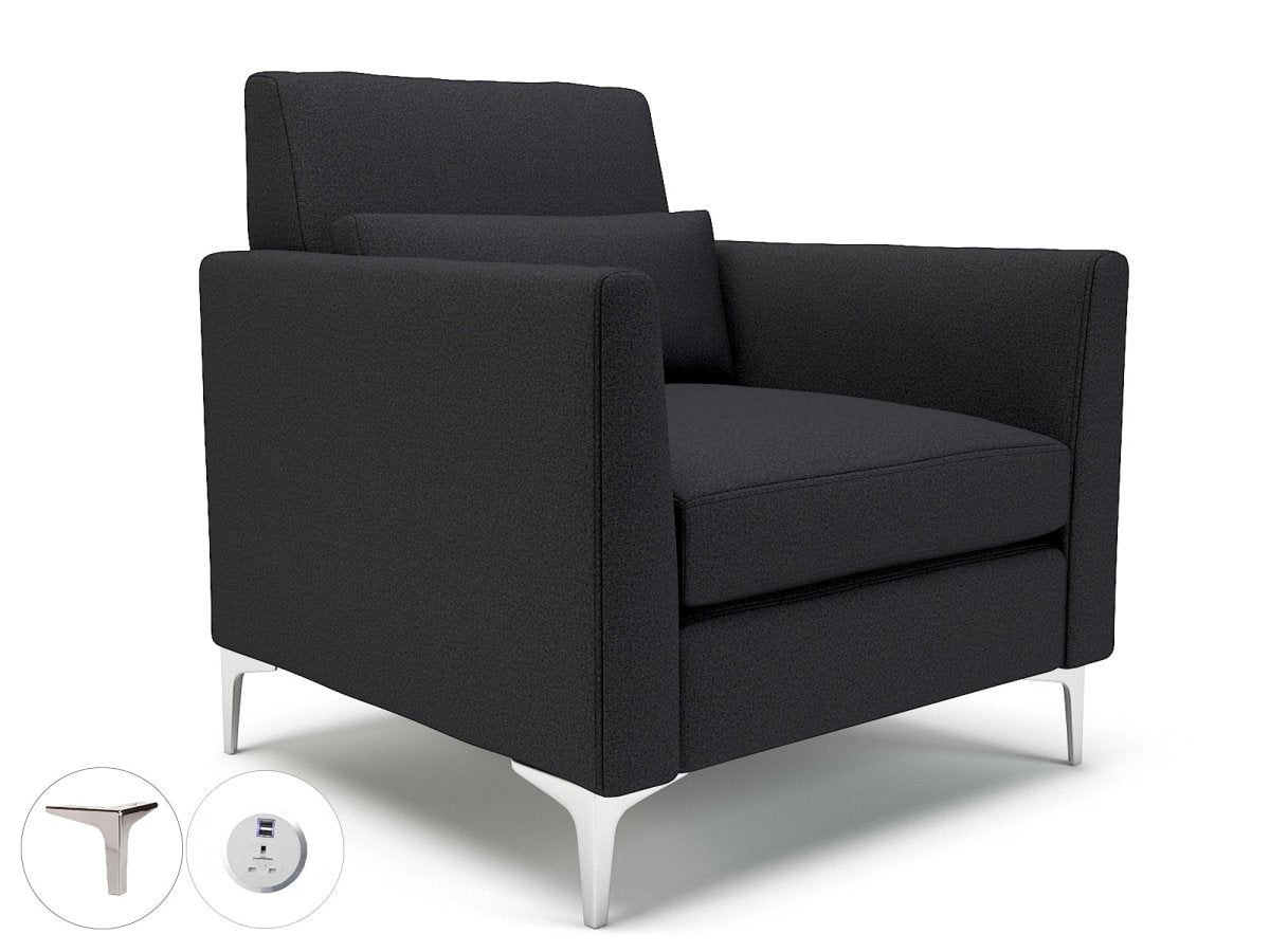 Office furniture roselle-90cm-wide-armchair-in-warwick-dolly-fabric-with-socket Dynamic  Chrome Colour Lagoon 