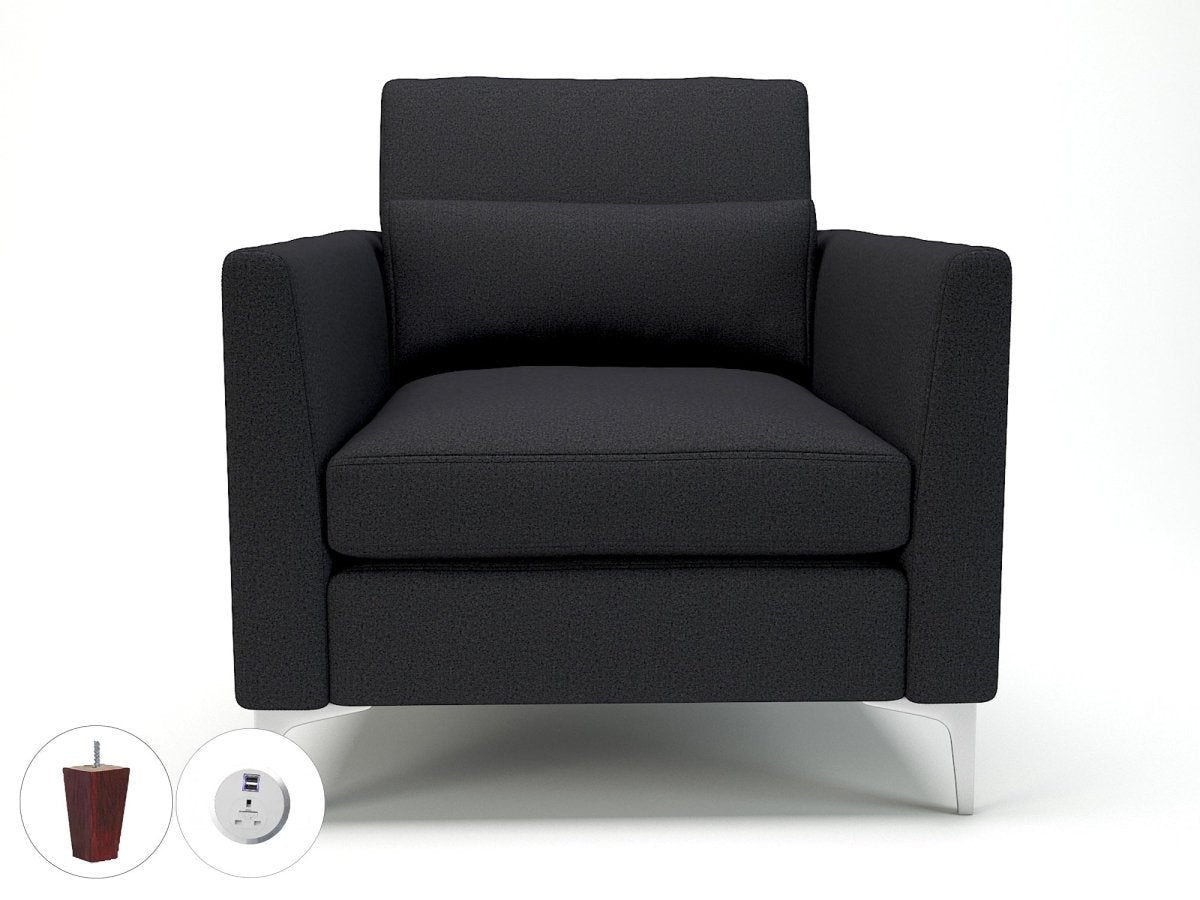 Office furniture roselle-90cm-wide-armchair-in-warwick-dolly-fabric-with-socket Dynamic  Matt Black Colour Linen 