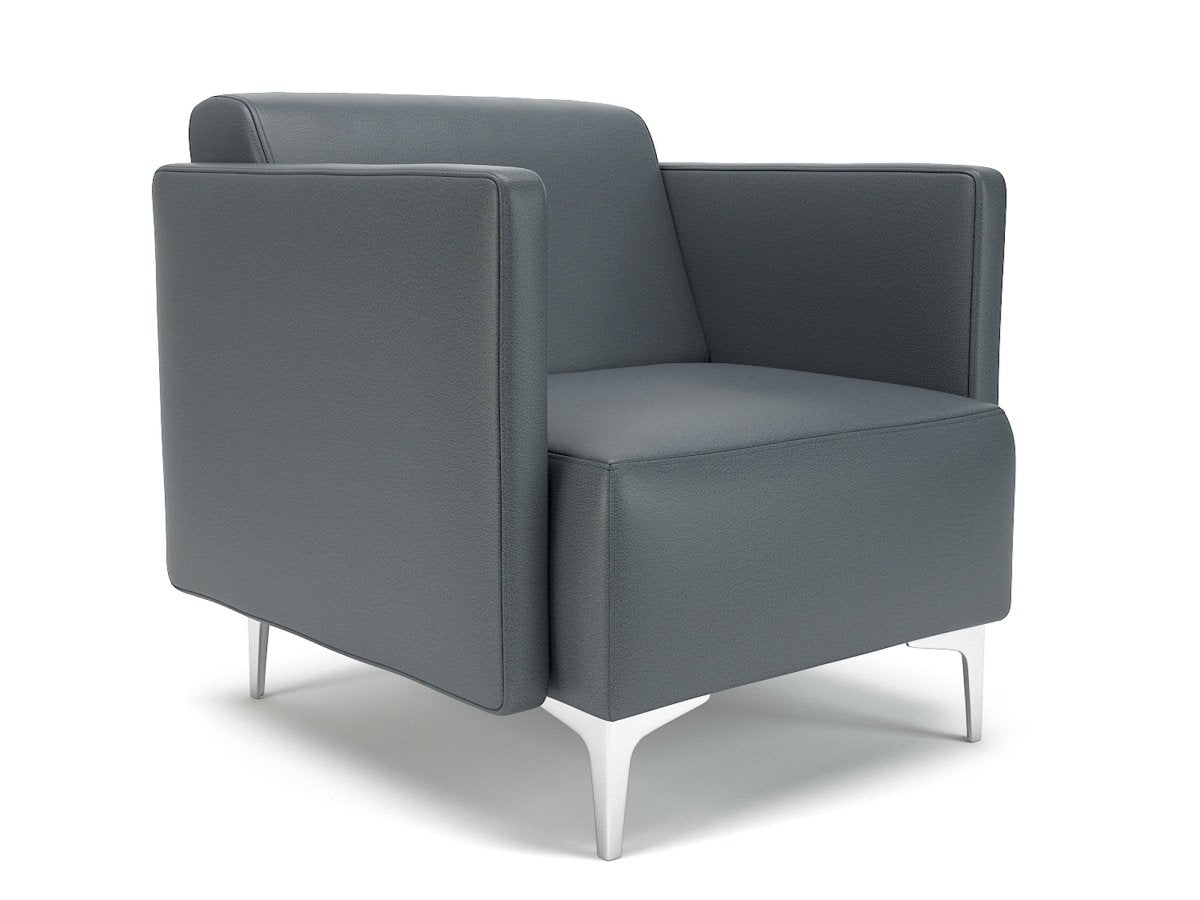 Office Armchair Napa Slim Arm 75cm Wide Armchair in  Ultima Faux Leather Chrome Colour Atlantic 