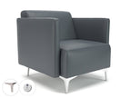 Office Armchair Napa Slim Arm 75cm Wide Armchair in  Ultima Faux Leather with Socket Chrome Colour Atlantic 