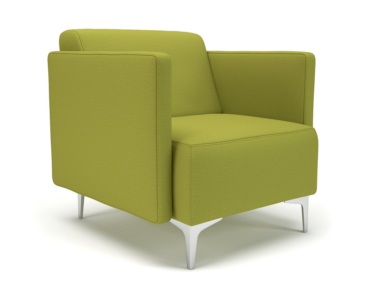 Office Armchair Napa Slim Arm 75cm Wide Armchair in Warwick Dolly Fabric Chrome Colour Citron 