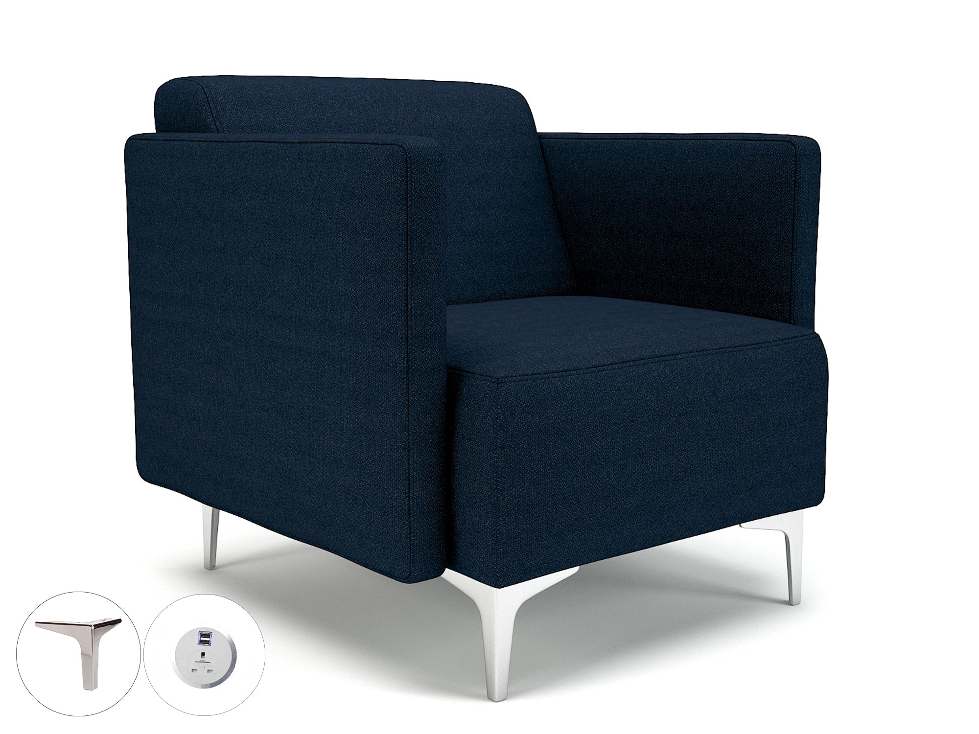 Office furniture napa-slim-arm-75cm-wide-armchair-in-camira-era-fabric-with-socket Dynamic  Chrome Colour Present 