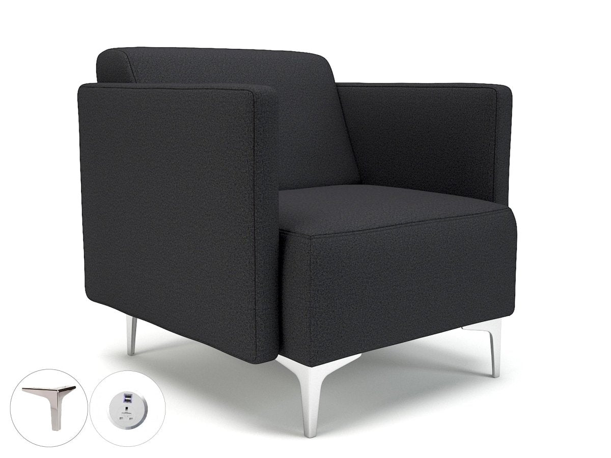 Office furniture napa-slim-arm-75cm-wide-armchair-in-warwick-dolly-fabric-with-socket Dynamic  Chrome Colour Lagoon 