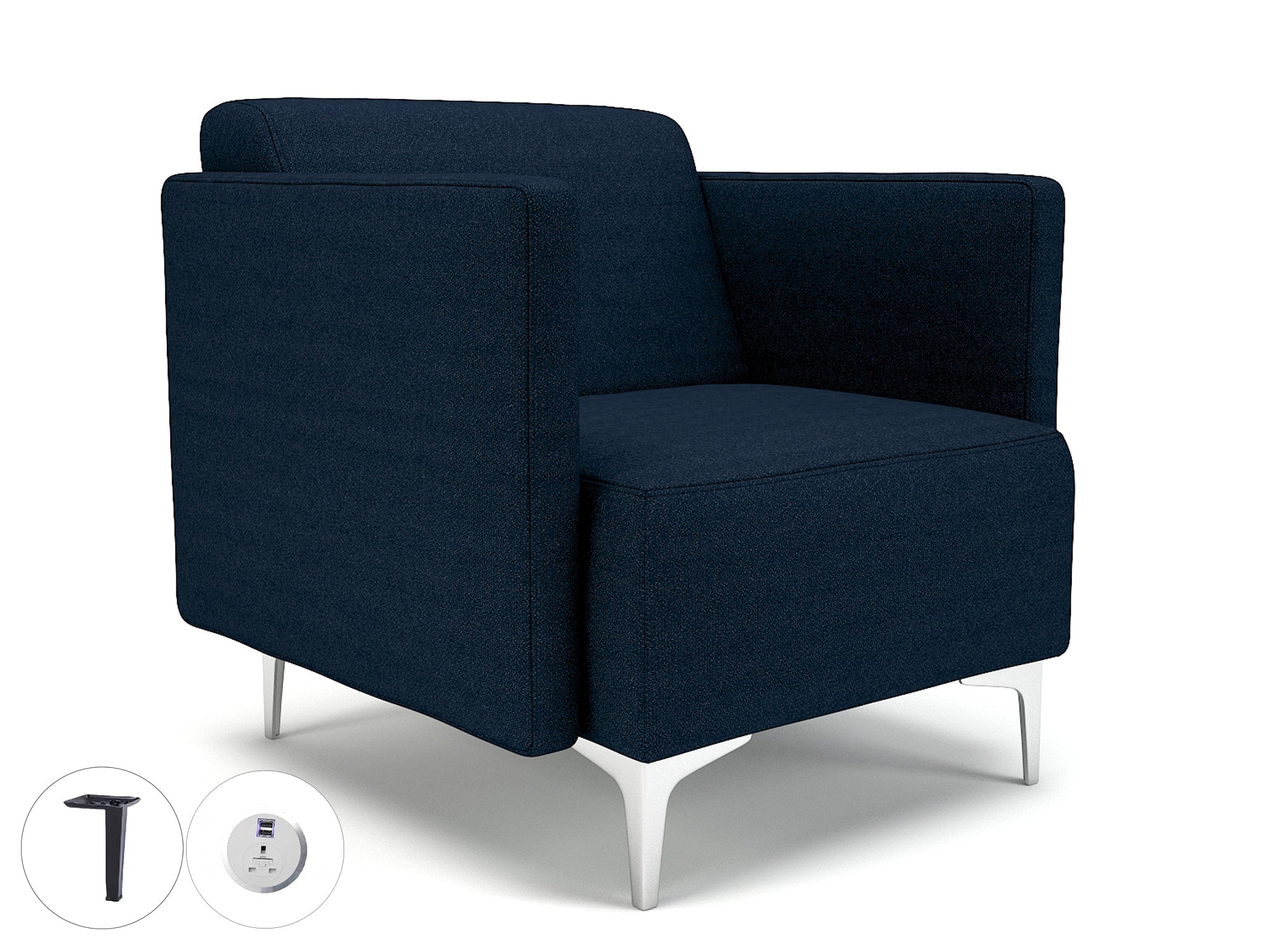 Office furniture napa-slim-arm-75cm-wide-armchair-in-camira-era-fabric-with-socket Dynamic  Matt Black Colour Present 